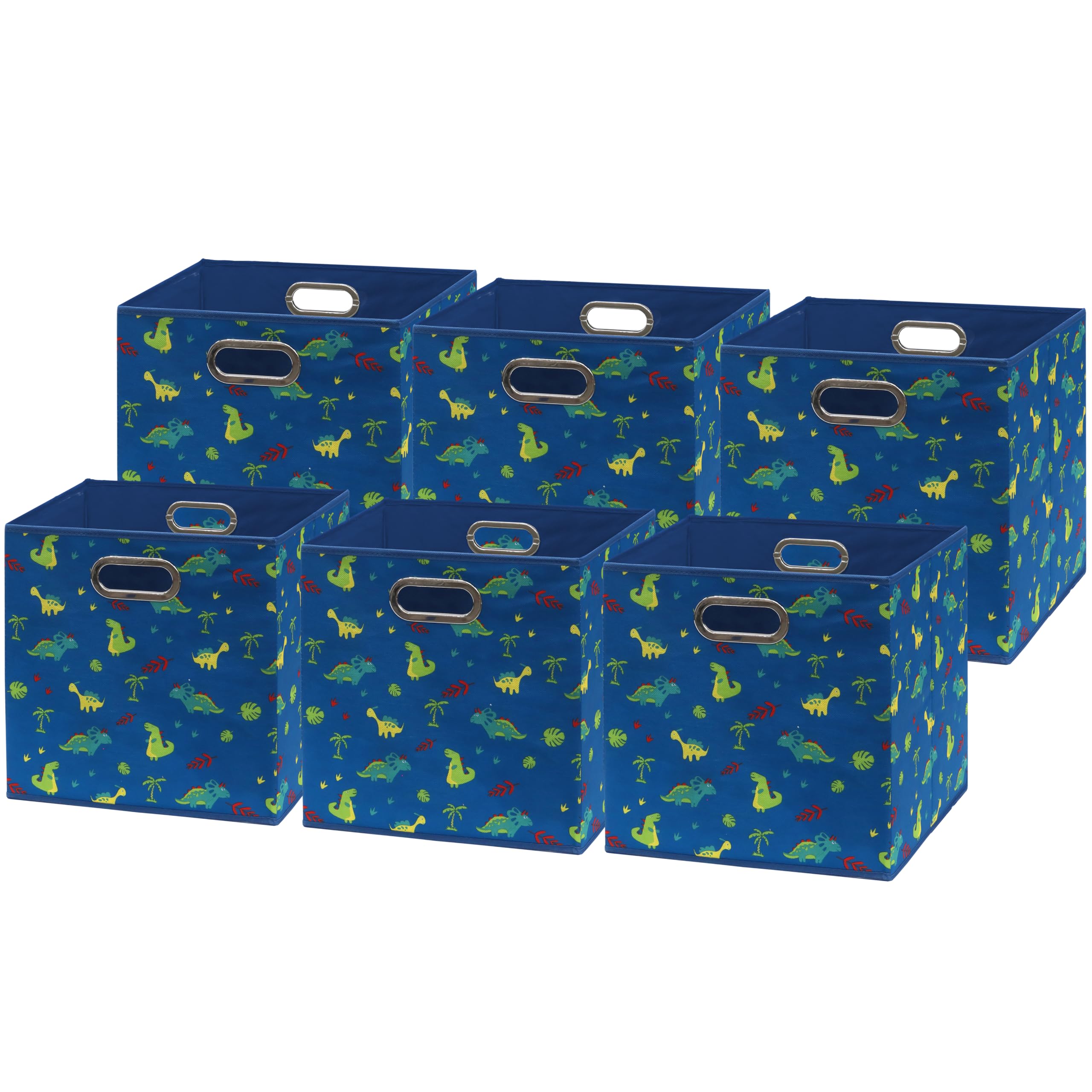 Simple Houseware 6 Pack Printing Fabric Cube Storage Bin With Handle, Blue