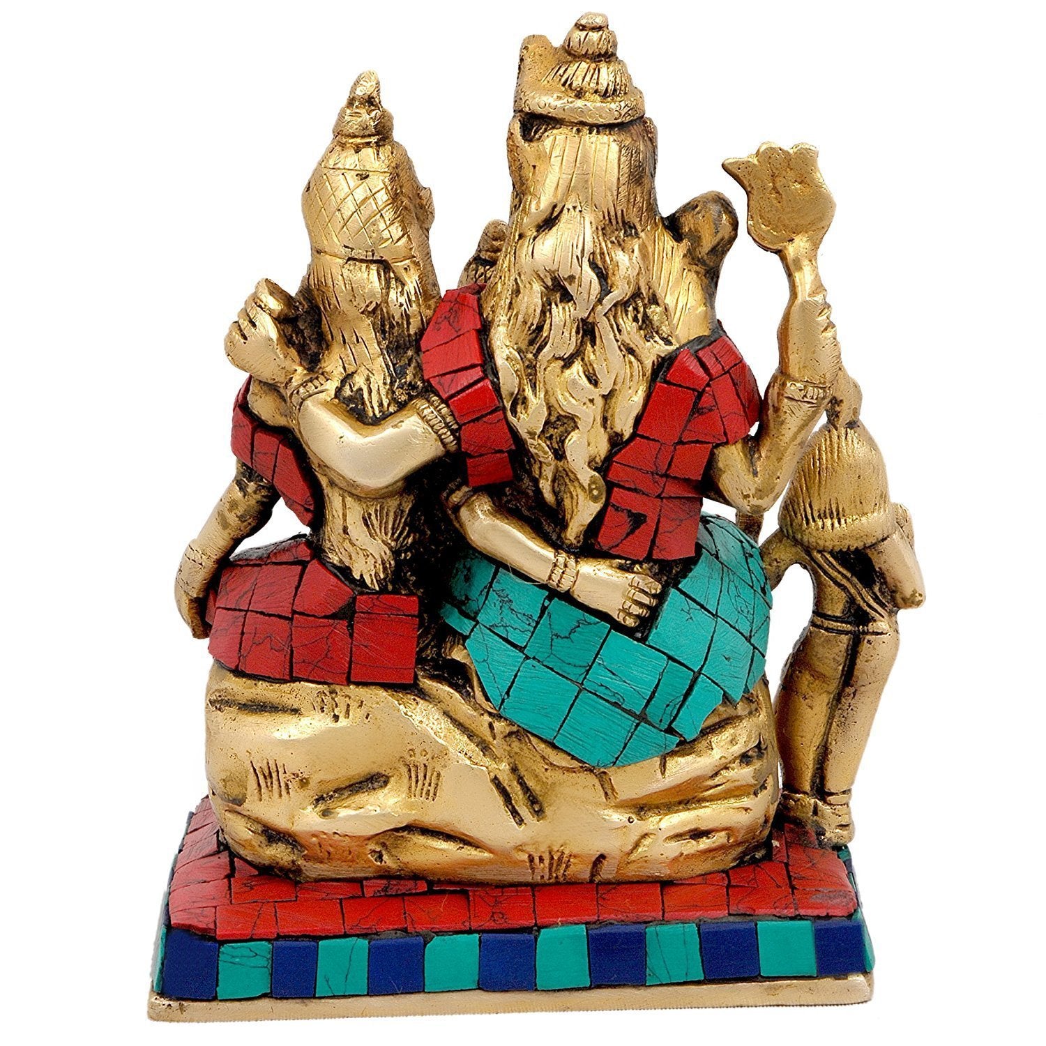 Idol Collections Shiva Family Brass Sculpture - Shiv Shankar Ganesh Parvati Karthikey In Brass Statue (Height- 6 Inches).
