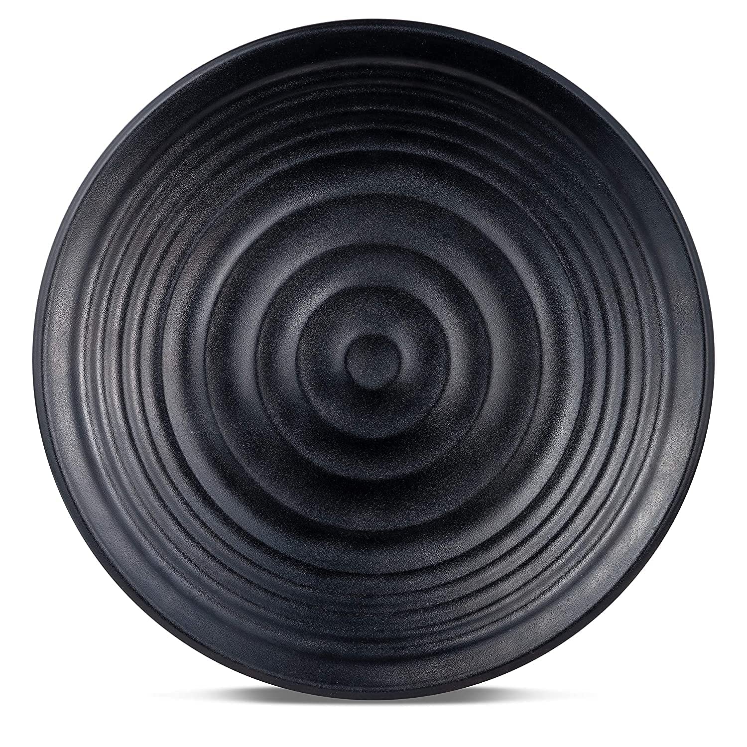 Simran Handicrafts Melamine Full Size Dinner Plates Matte Finish Black Spiral Design Plates (11 Inches) (Pack of 2)