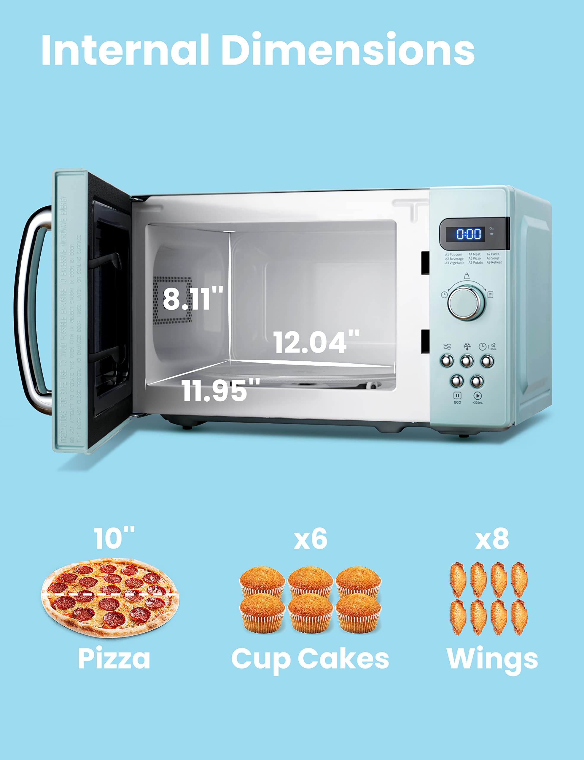 Comfee' Retro Small Microwave Oven With Compact Size, 9 Preset Menus, Position-Memory Turntable, Mute Function, Countertop Micro