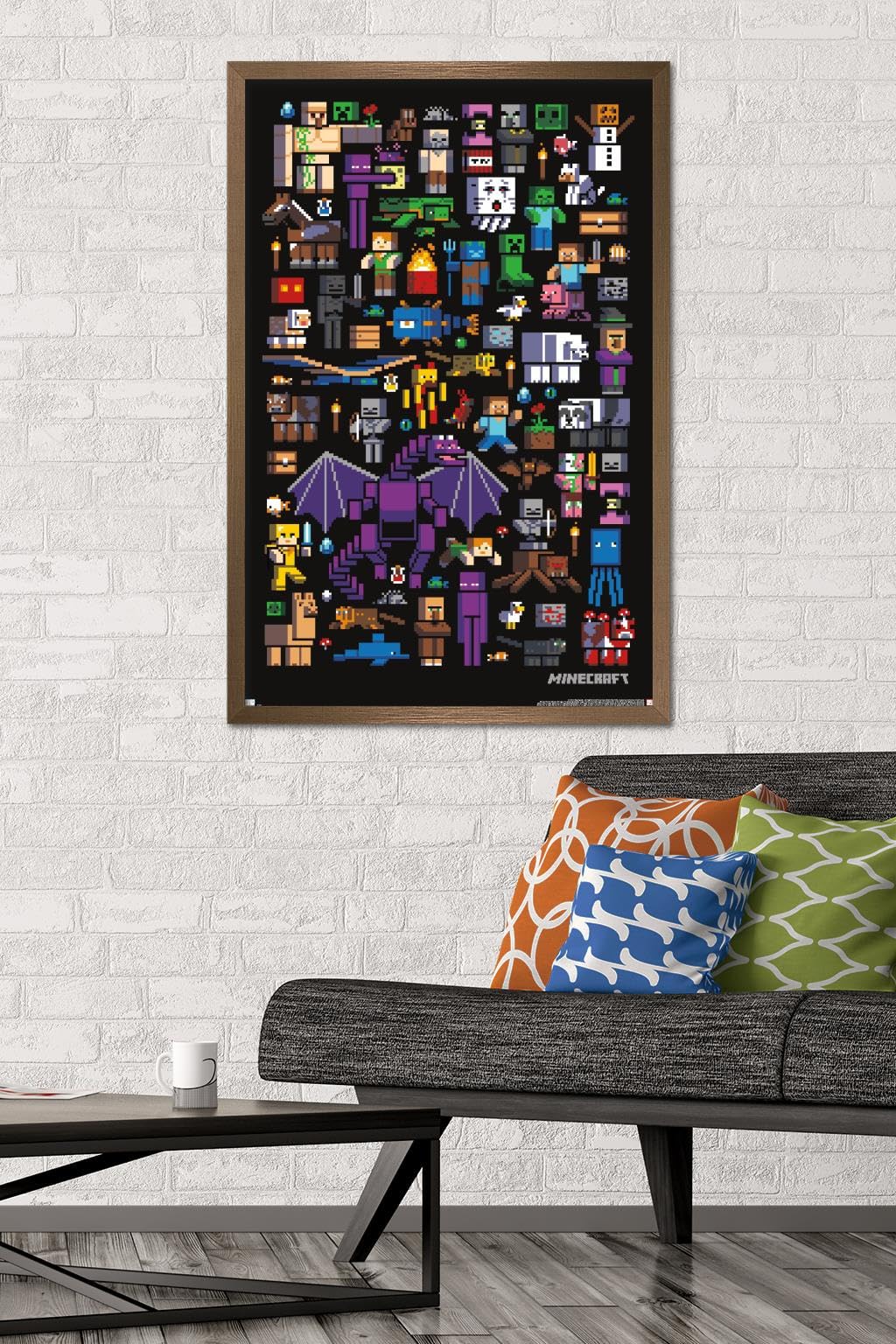 Trends International Minecraft - Mobbery Wall Poster, 22.375'' X 34'', Bronze Framed Version