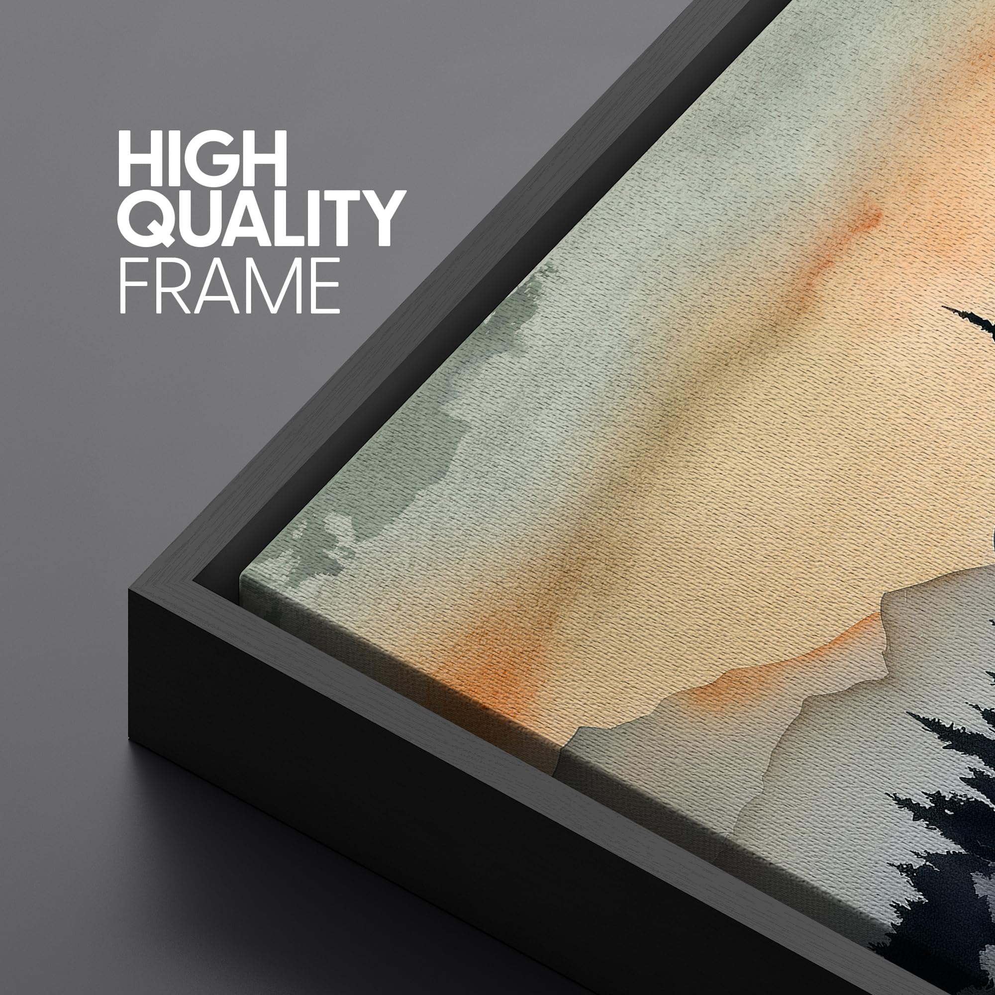 Signford Framed Canvas Print Wall Art Waters And Forest Silhouette Nature Wilderness Illustrations Modern Art Decorative Rustic