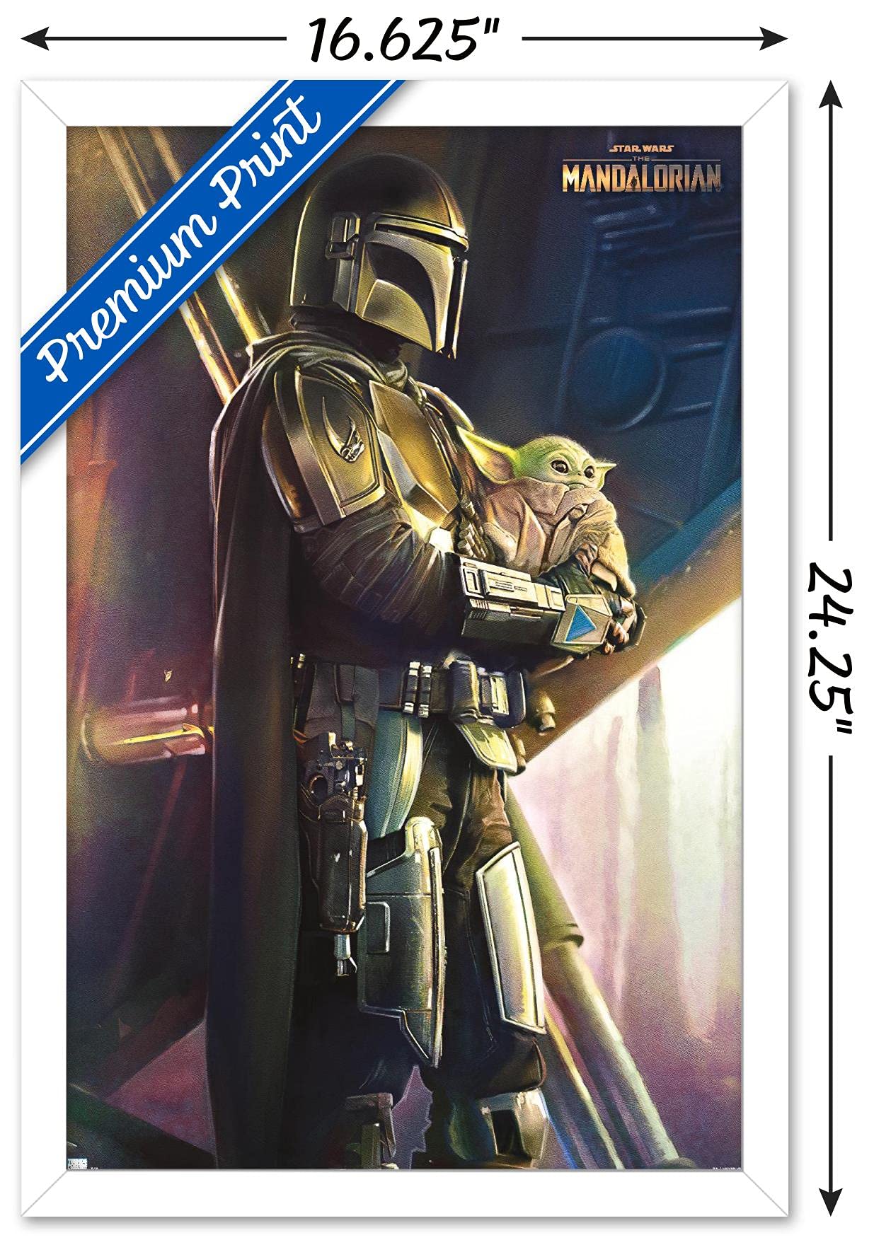 Trends International Star Wars: The Mandalorian - Held Wall Poster, 14.725'' X 22.375'', White Framed Version