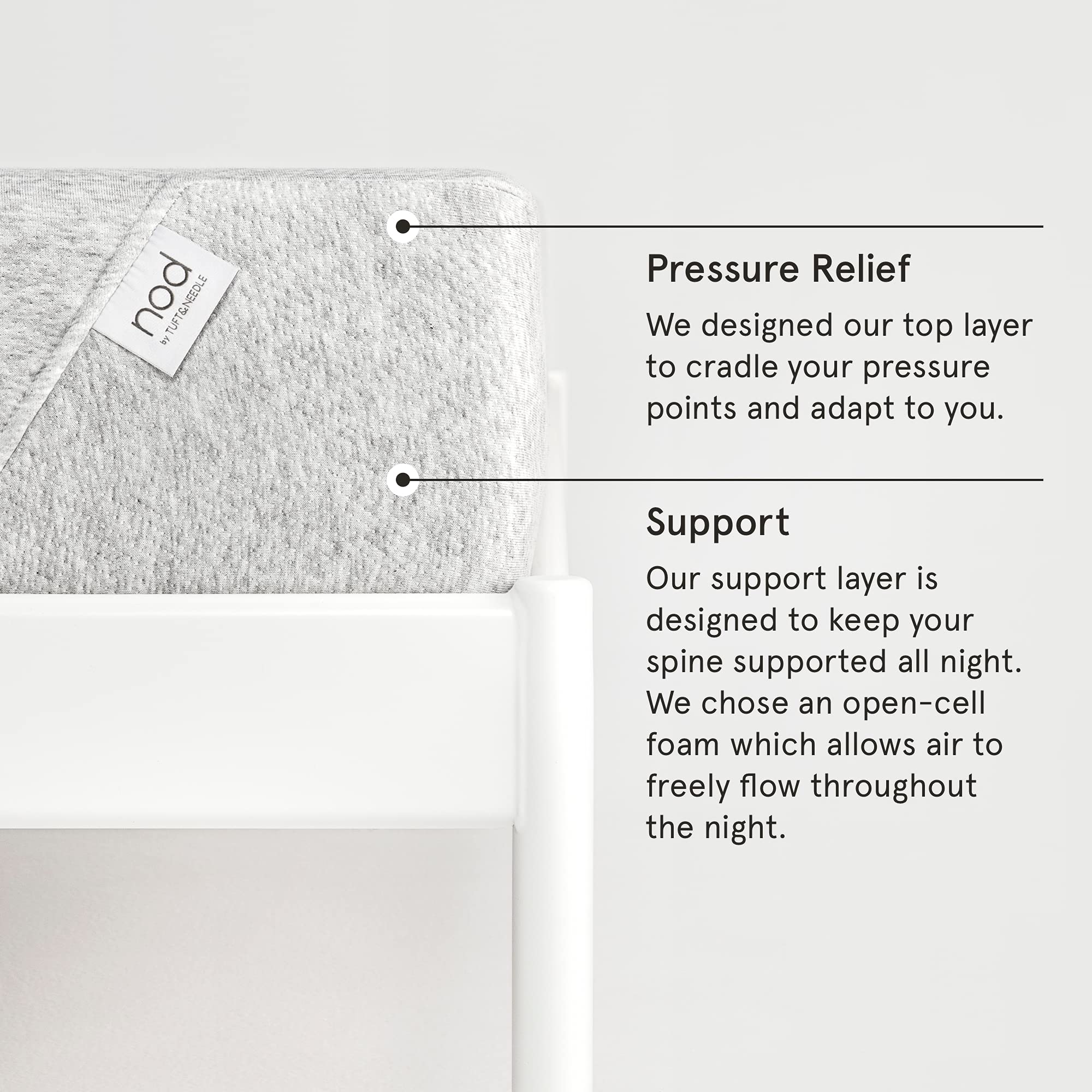 Nod By Tuft & Needle Medium Firm 8'' Twin Size Adaptive Foam Mattress In A Box, Breathable, Pressure Relief, Supportive, 100 Nig