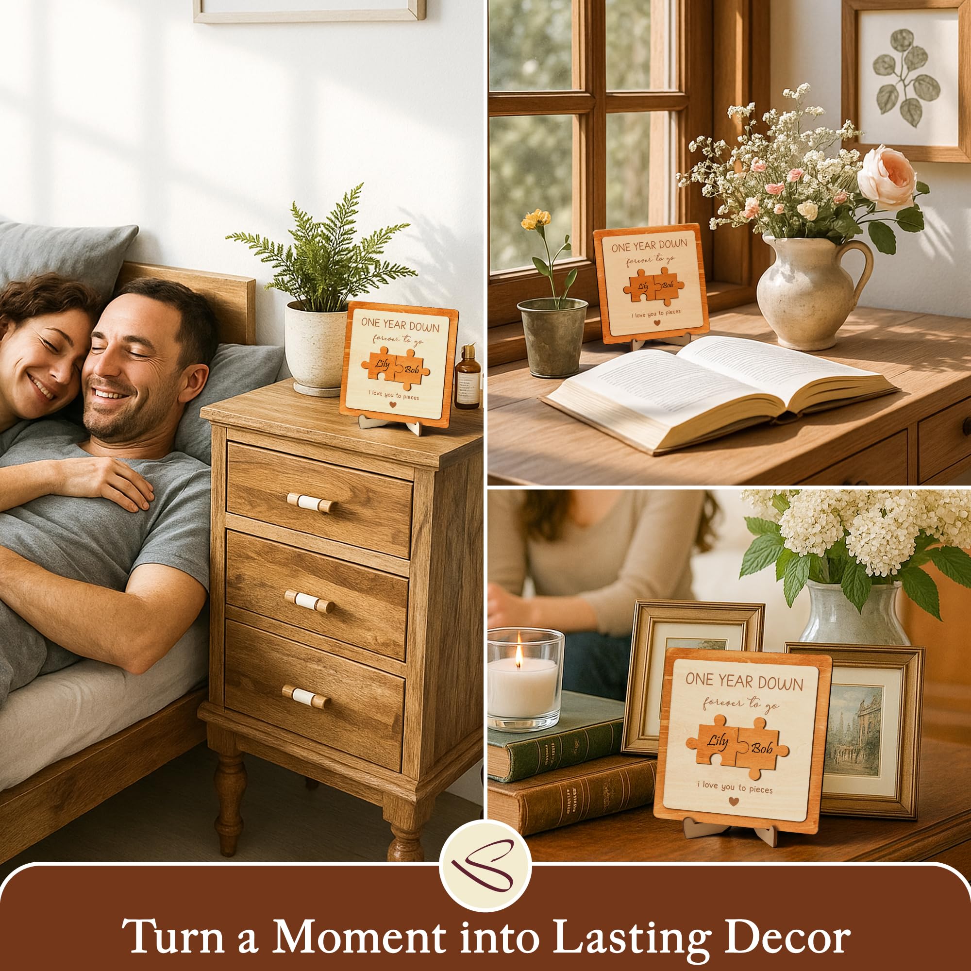 Stofinity 1 Year Anniversary Wood Gift For Boyfriend - One Year Paper Anniversary For Men, 1 Year Anniversary Dating Gifts For G