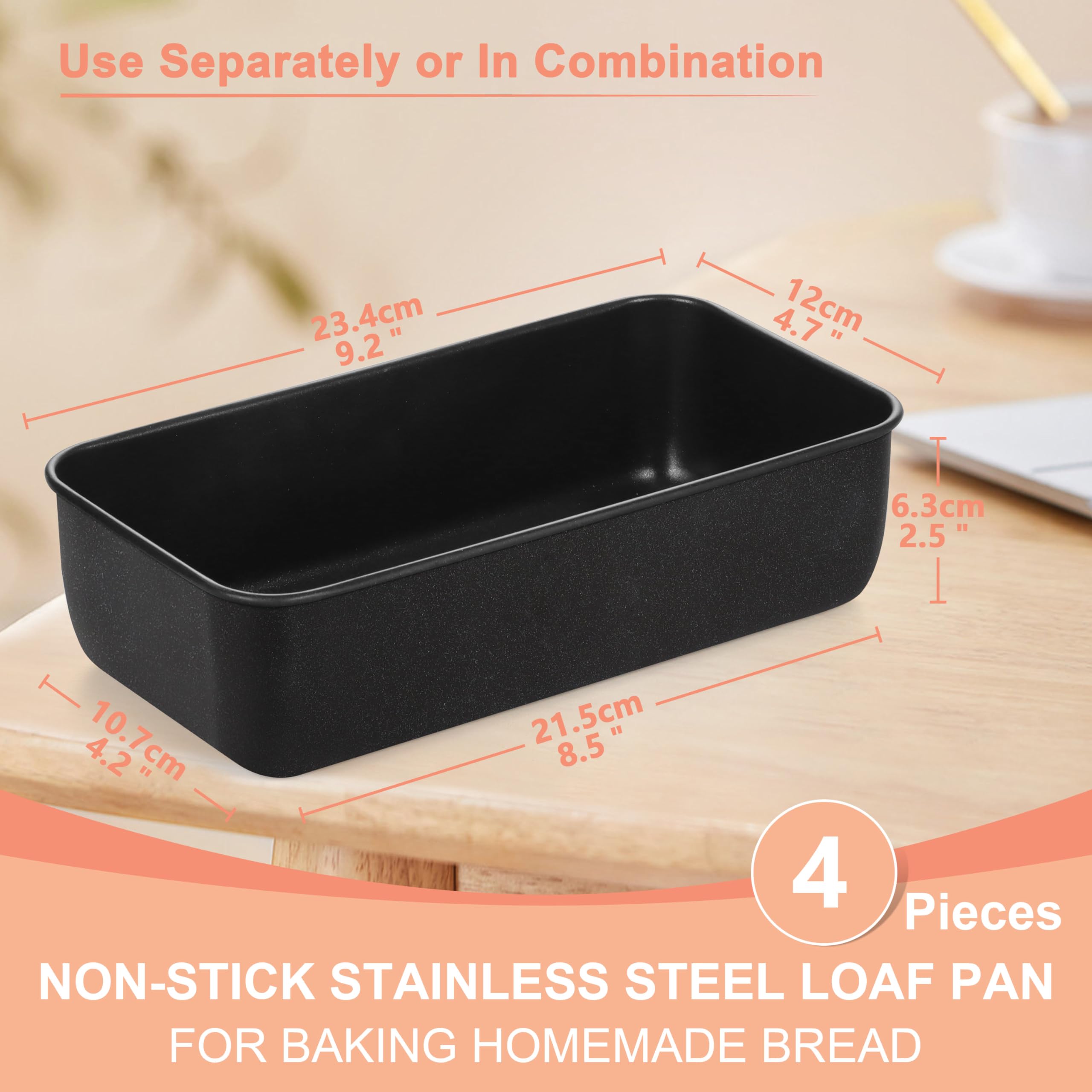 Herogo Non-Stick Loaf Pan Set Of 4, Stainless Steel Rectangle Bread Loaf Pans For Baking Bread Meatloaf Brownie Lasagna, 9 X 5 I