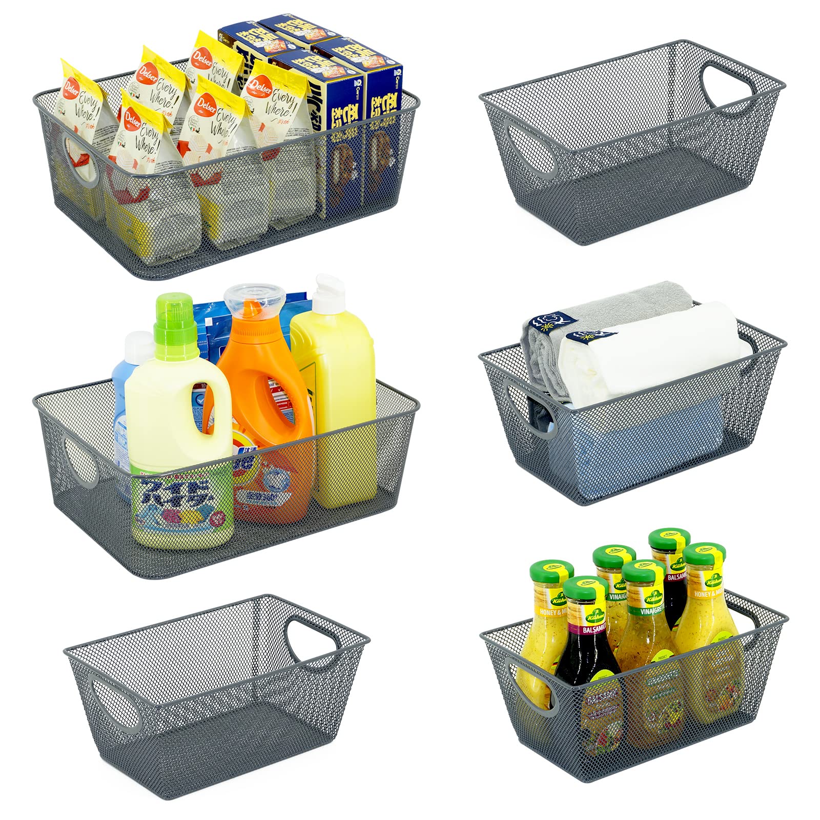 Wire Baskets For Organizing Neudeco Pantry Baskets 6 Pack Wire Storage Baskets Metal Mesh Baskets Storage Bins For Kitchen Laund