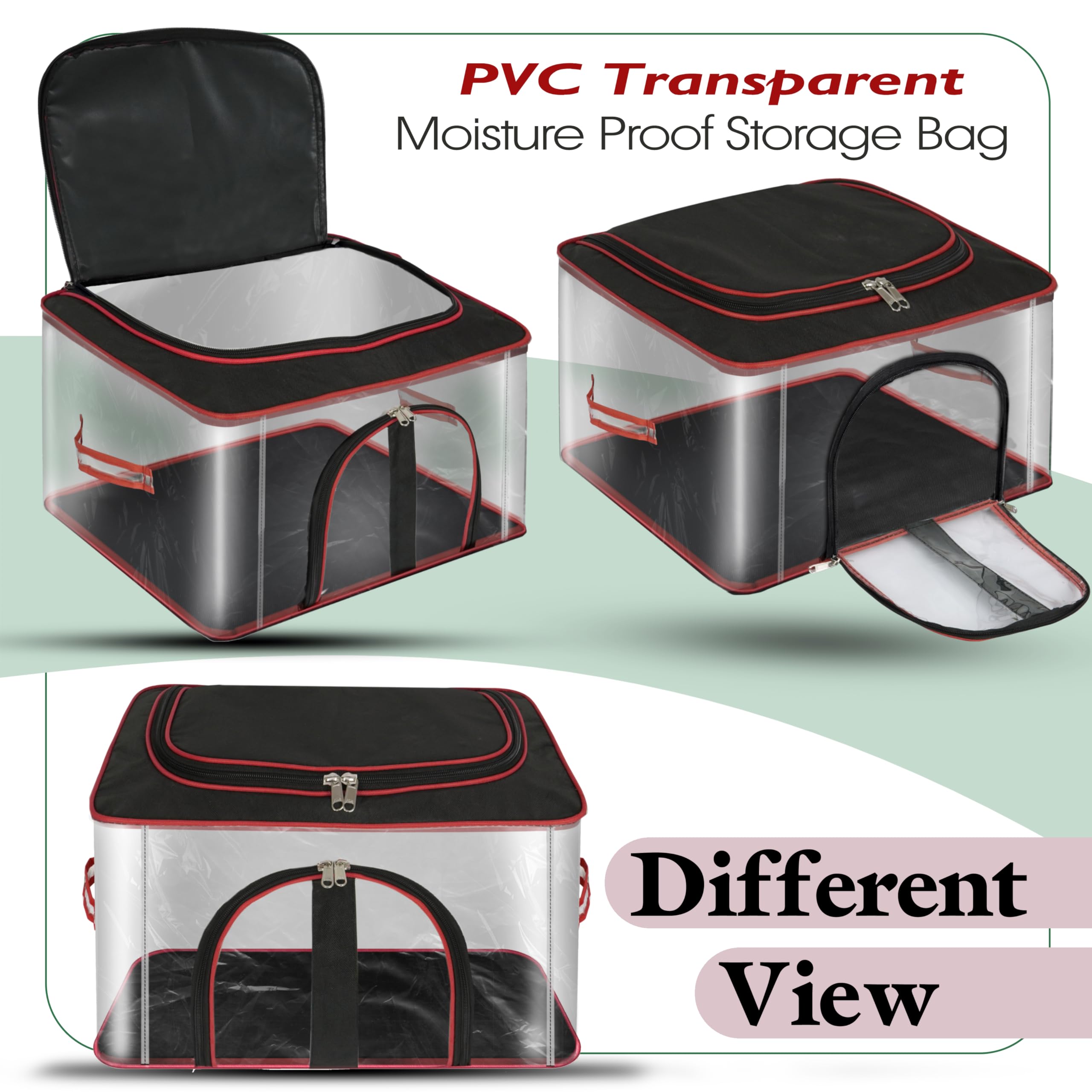 Storite 5 Pack Nylon 33 L Pvc Transparent Clothes Storage Bags/Saree Covers With Zip For Storage Specially Design For Woman Dres