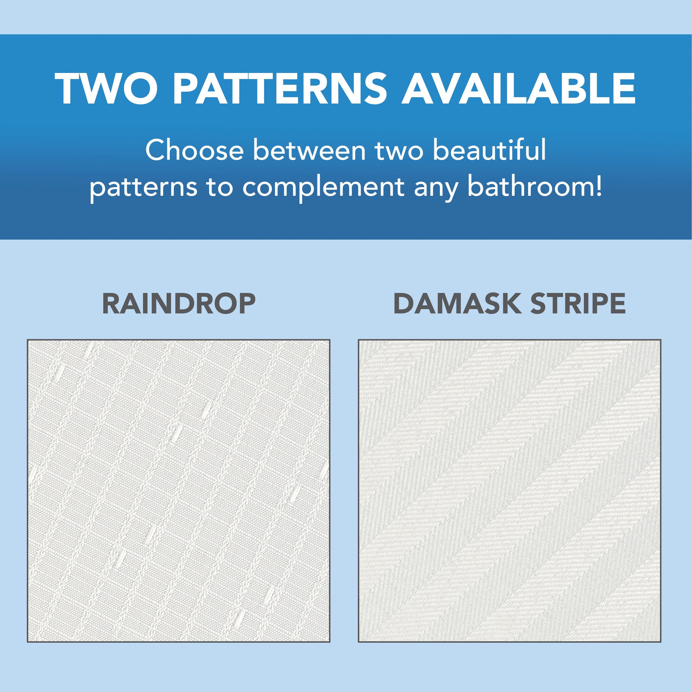 Arkwright Bathroom Shower Curtain Set - Stainless 12 Metal Hooks, Raindrop Jacquard Woven Washable Fabric With Weighted Hem & Ru