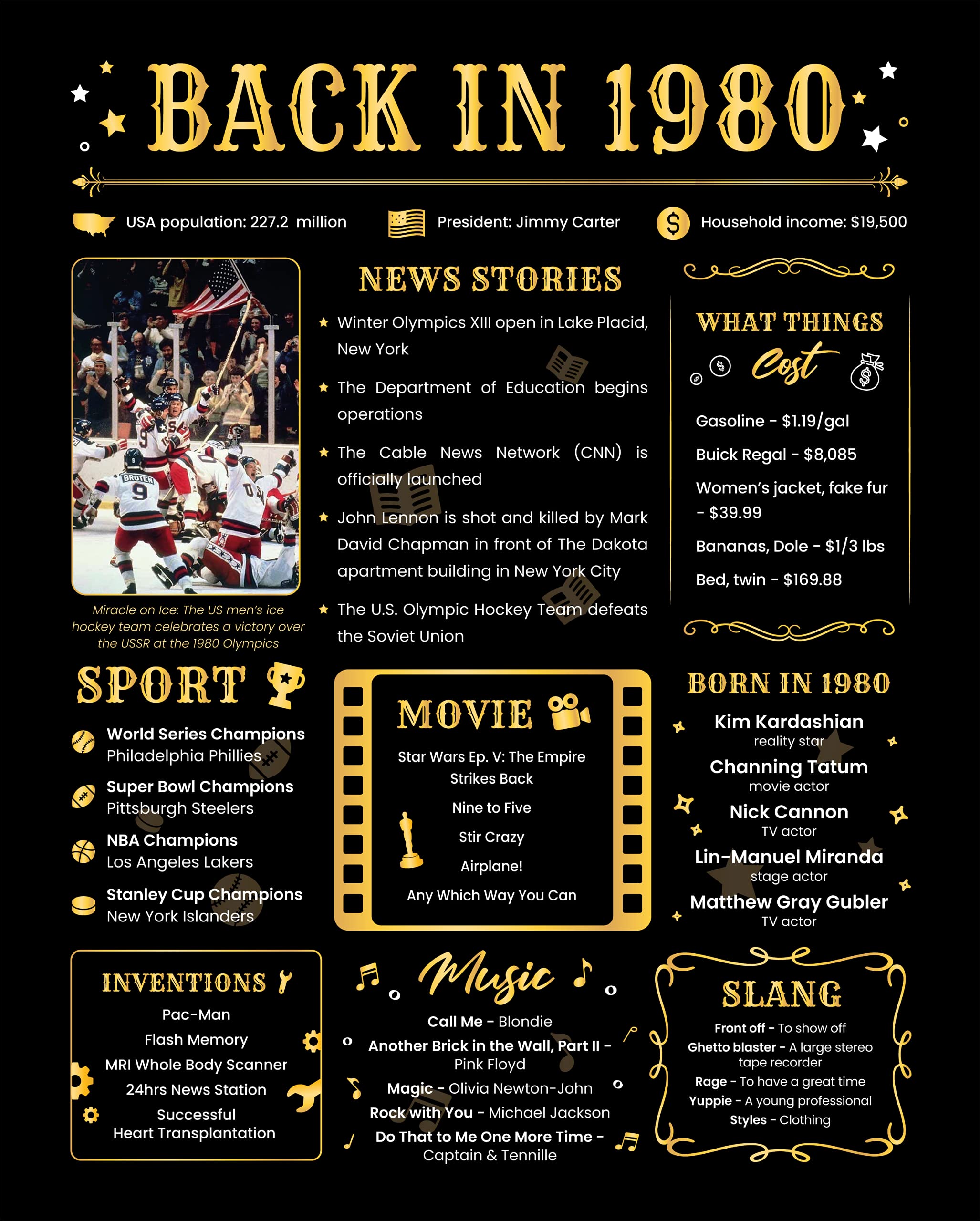 Back In 1980 Birthday Card - 44Th Birthday Gift For Women Or Men - 44Th Birthday Decoration For Her Or Him - Funny Table Centerp