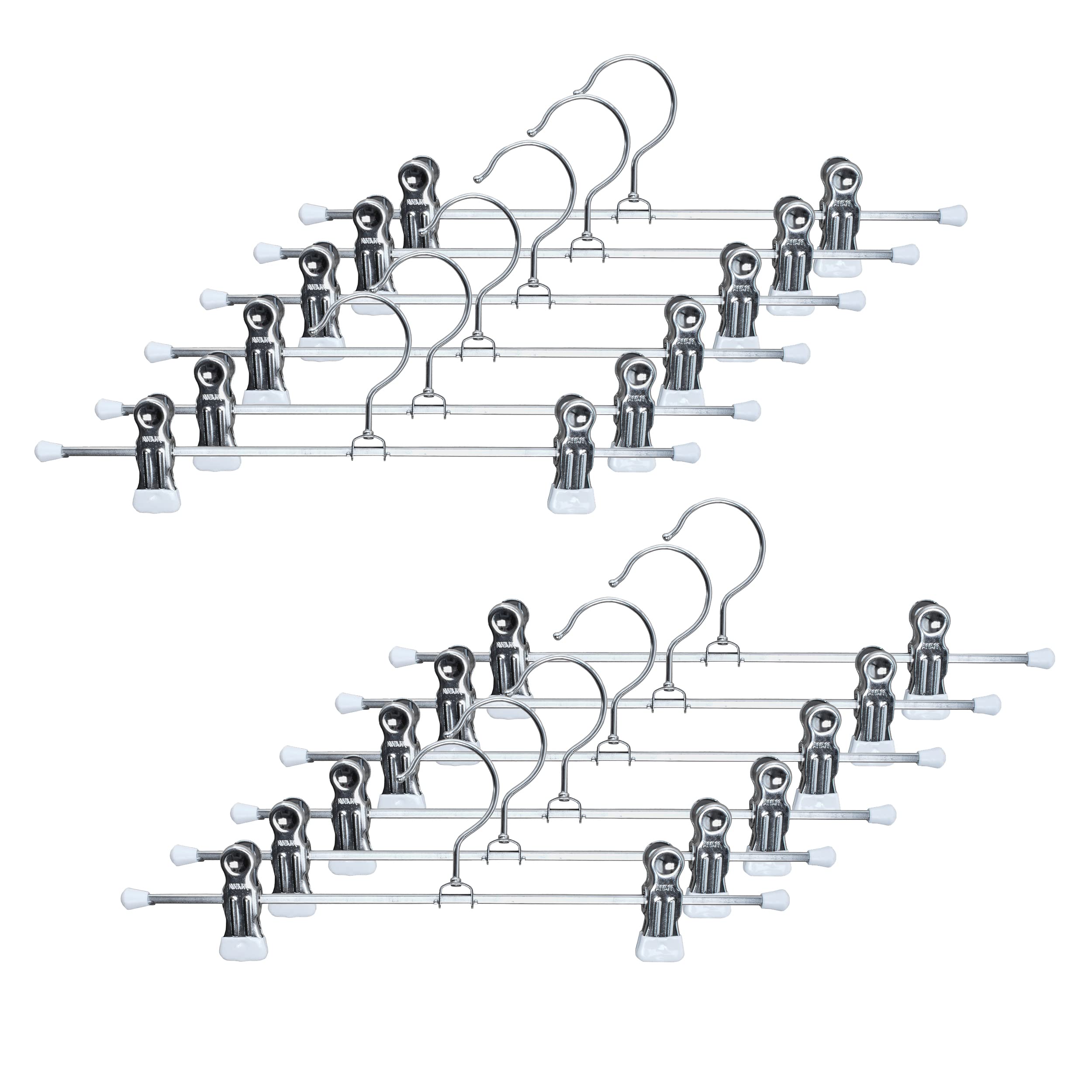 Mawa By Reston Lloyd Space-Saving Clothes Hanger For Pants And Skirts With Two Non-Slip Clips, Style K/30D, 12-Inch, Set Of 12,