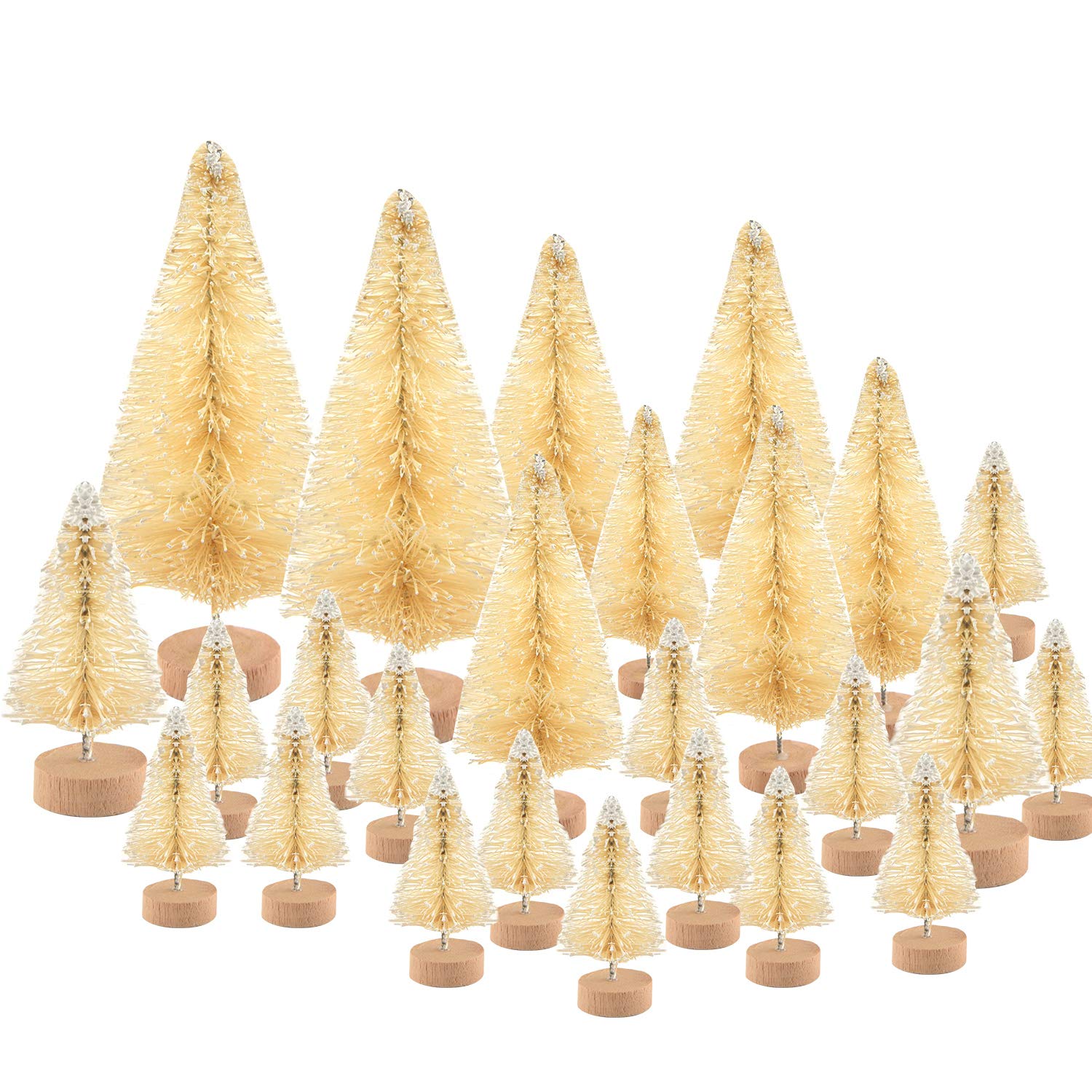 KUUQA 48 Pcs Mini Christmas Trees - Bottle Brush Tabletop Model for Decoration, DIY Room Decor, Diorama Models (White), Small Si
