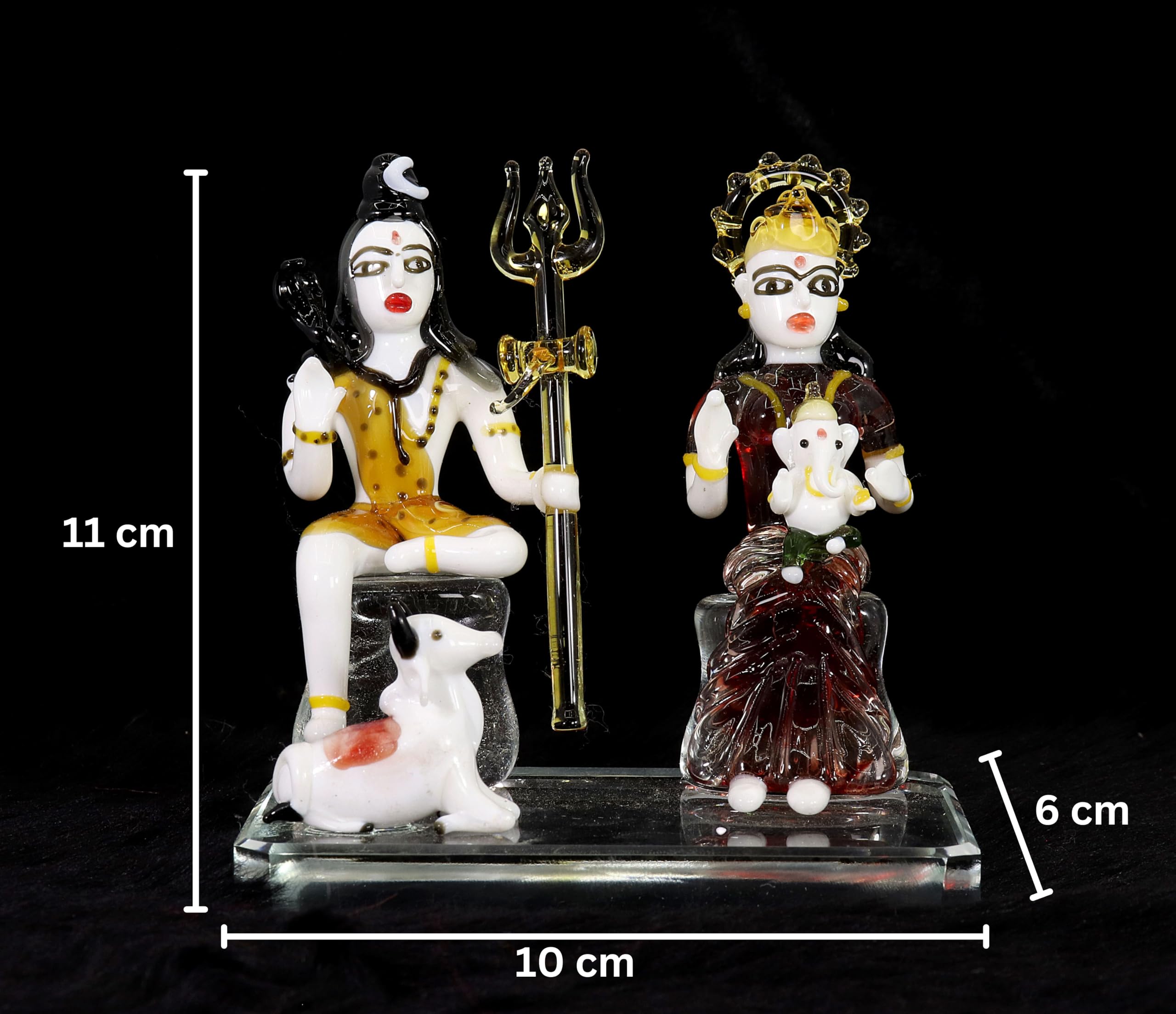Nmii Glass Idol Lord Shiv Parivar Murti Shiv Ji For Home Pooja Room Office Living Room | Lord Shiv Ganesh Ji Parvati Mata Nandi