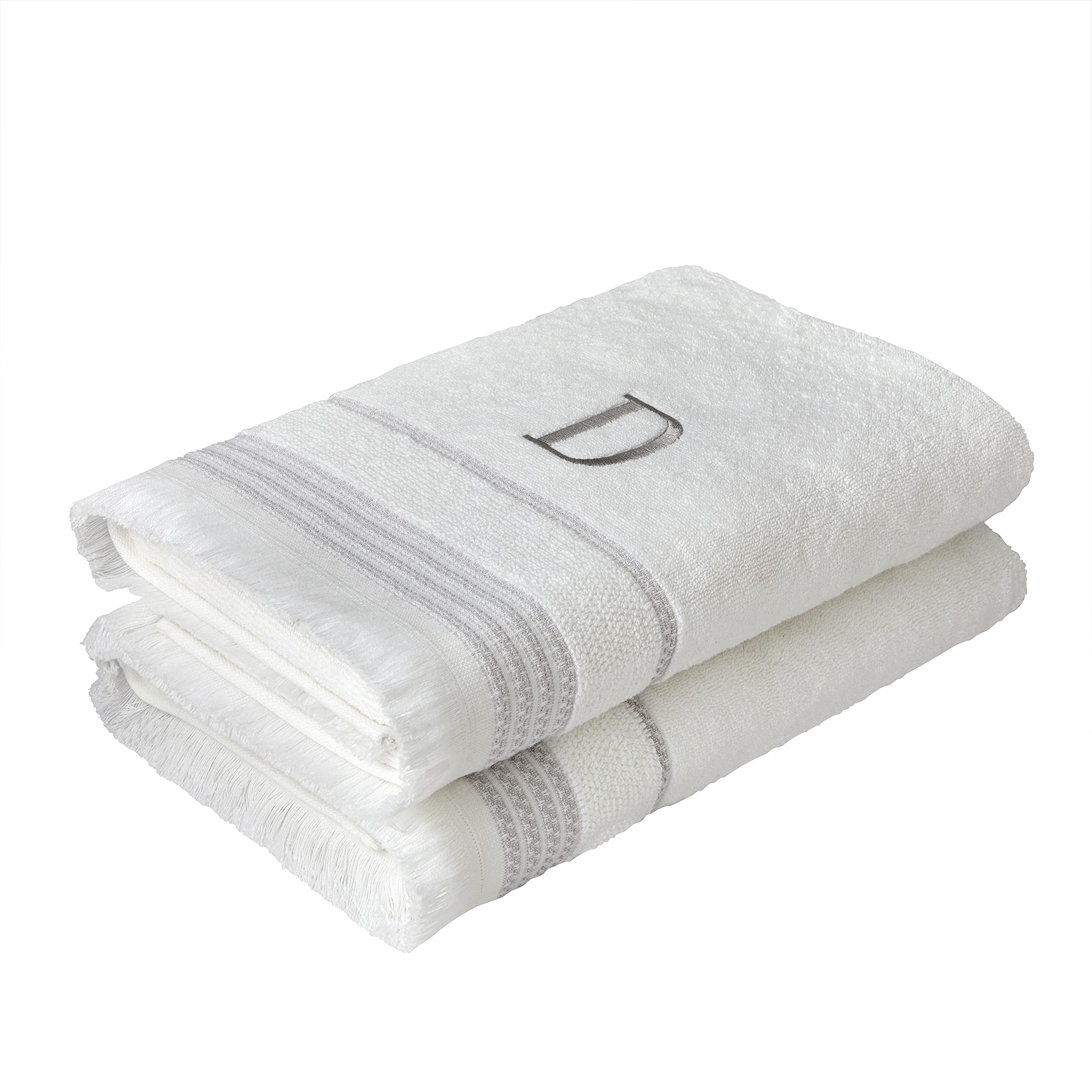 Skl Home Casual Monogram Bath Towel, D, 28X54, White