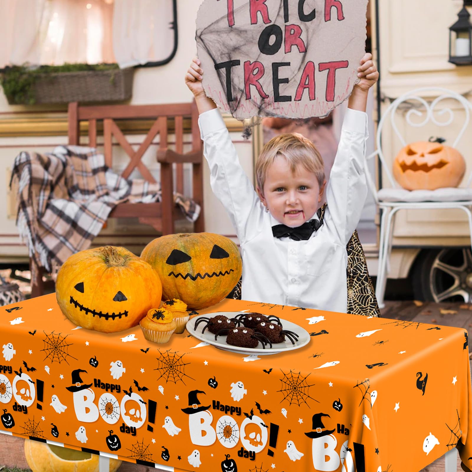 Lenyunge Boo Day Party Decorations,3pcs Halloween Party Boo Day Tablecloths Waterproof Plastic Ghost Table Covers Supplies for H