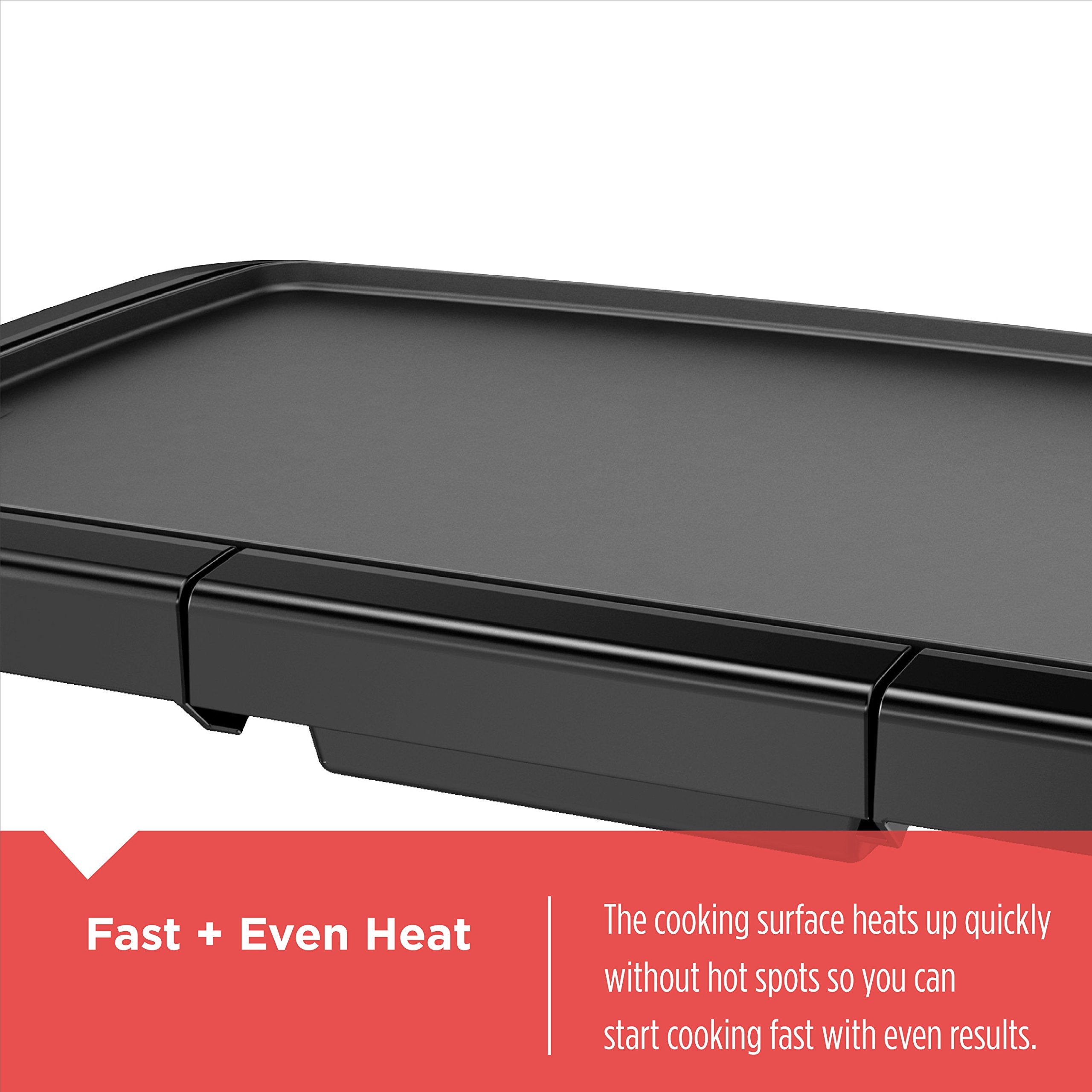 BLACK+DECKER GD2011B Electric Griddle, 20x11-Inch, Compact, Black, Plastic