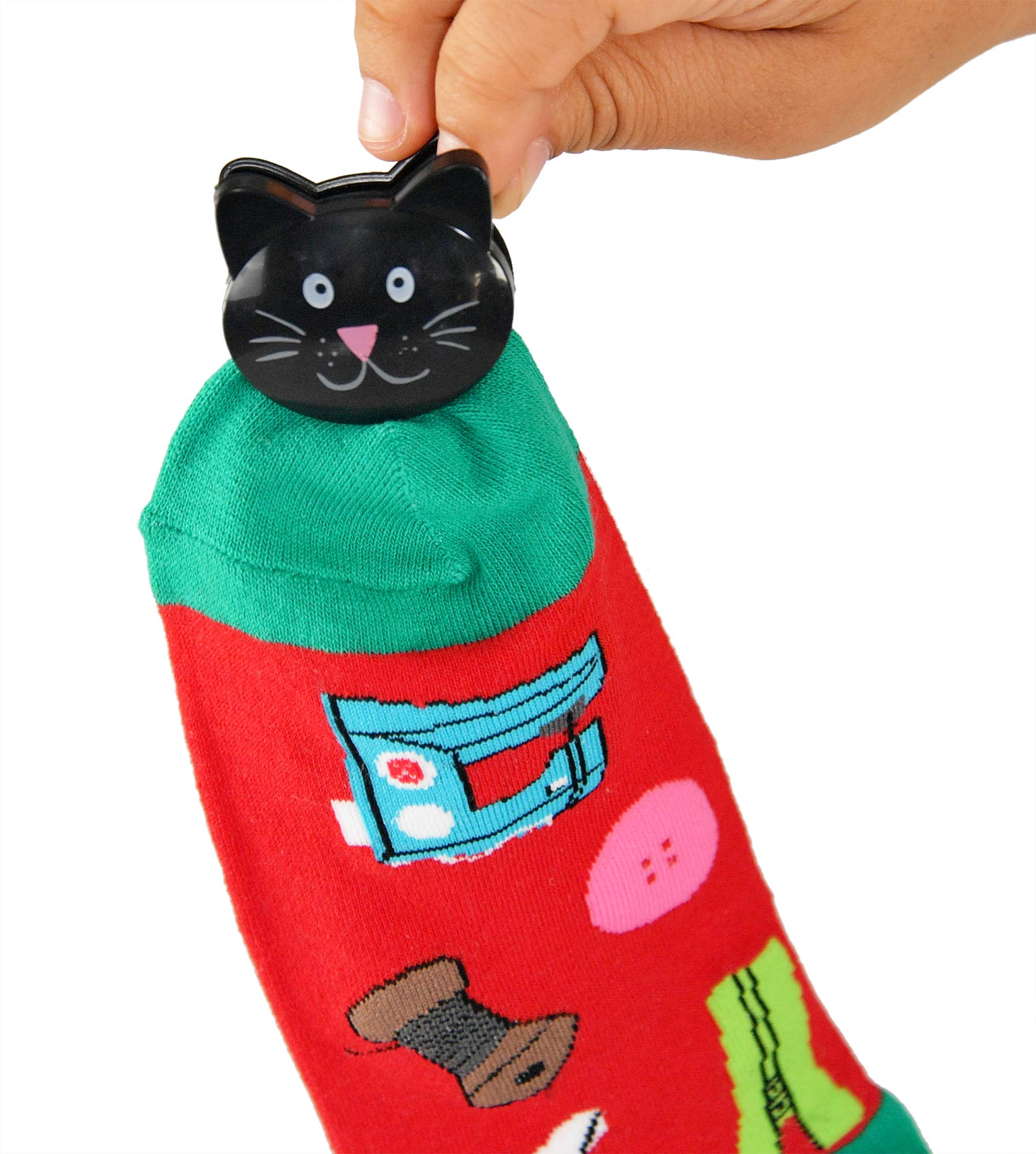 Home-X Cat-Shaped Bag Clips For Chips, Kitchen And Laundry, Black Cat-Face Food Bag Clips, 1.75   L X 1.5    W, Set Of 6
