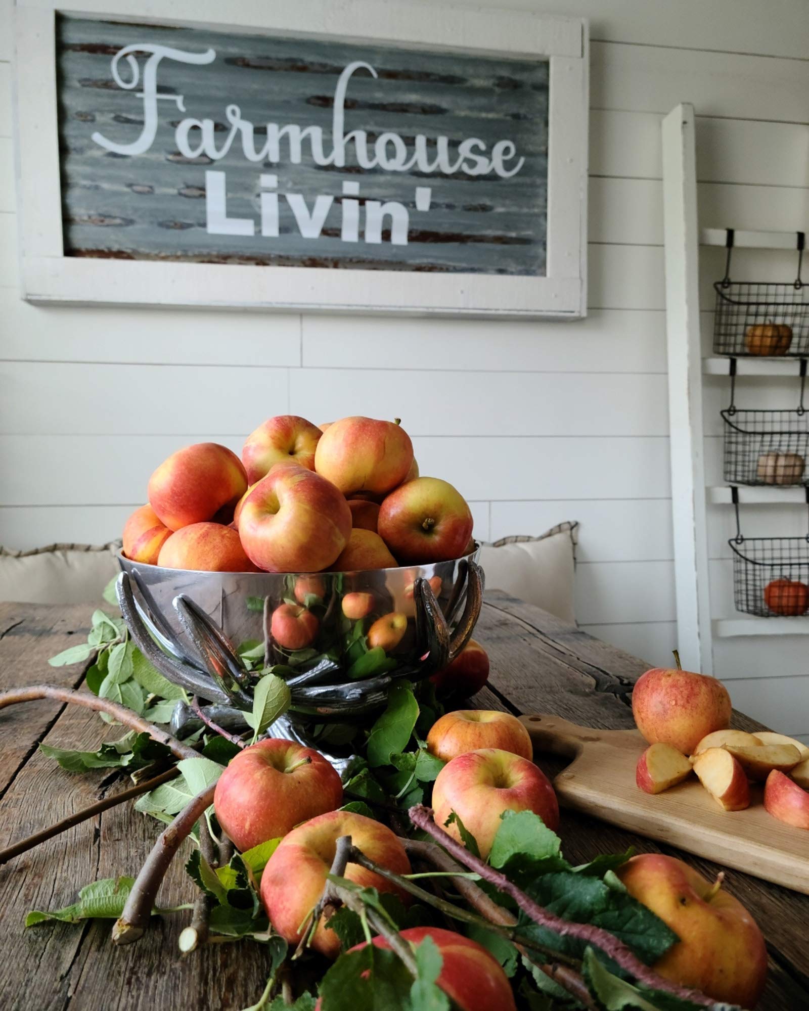 Arthur Court Designs Aluminum Deer Elk Antler Pedestal Serving Bowl 10.5 Inch Diameter 6.25 Inch Tall