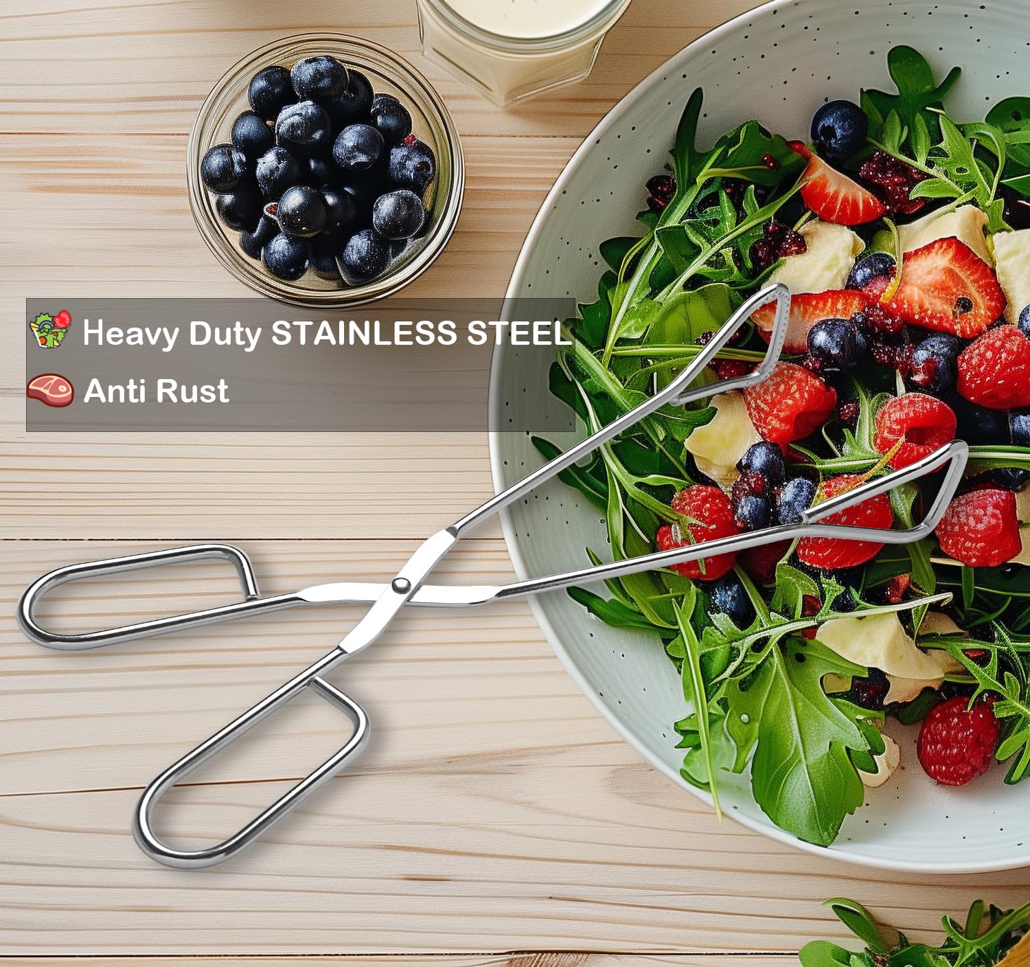 Food Tongs  Hiash Heavy Duty Stainless Steel Kitchen Tongs for Cooking  Barbecue  Serving Scissors Tongs - Buffet Pliers 11 Inch