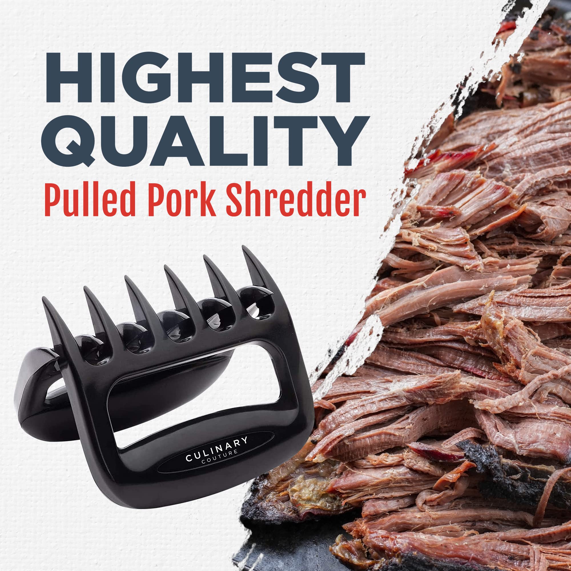 Culinary Couture Black Meat Shredder Claws - Bear Claws For Shredding Meat - Claws For Pulled Pork, Chicken Shredder Tool - Perf