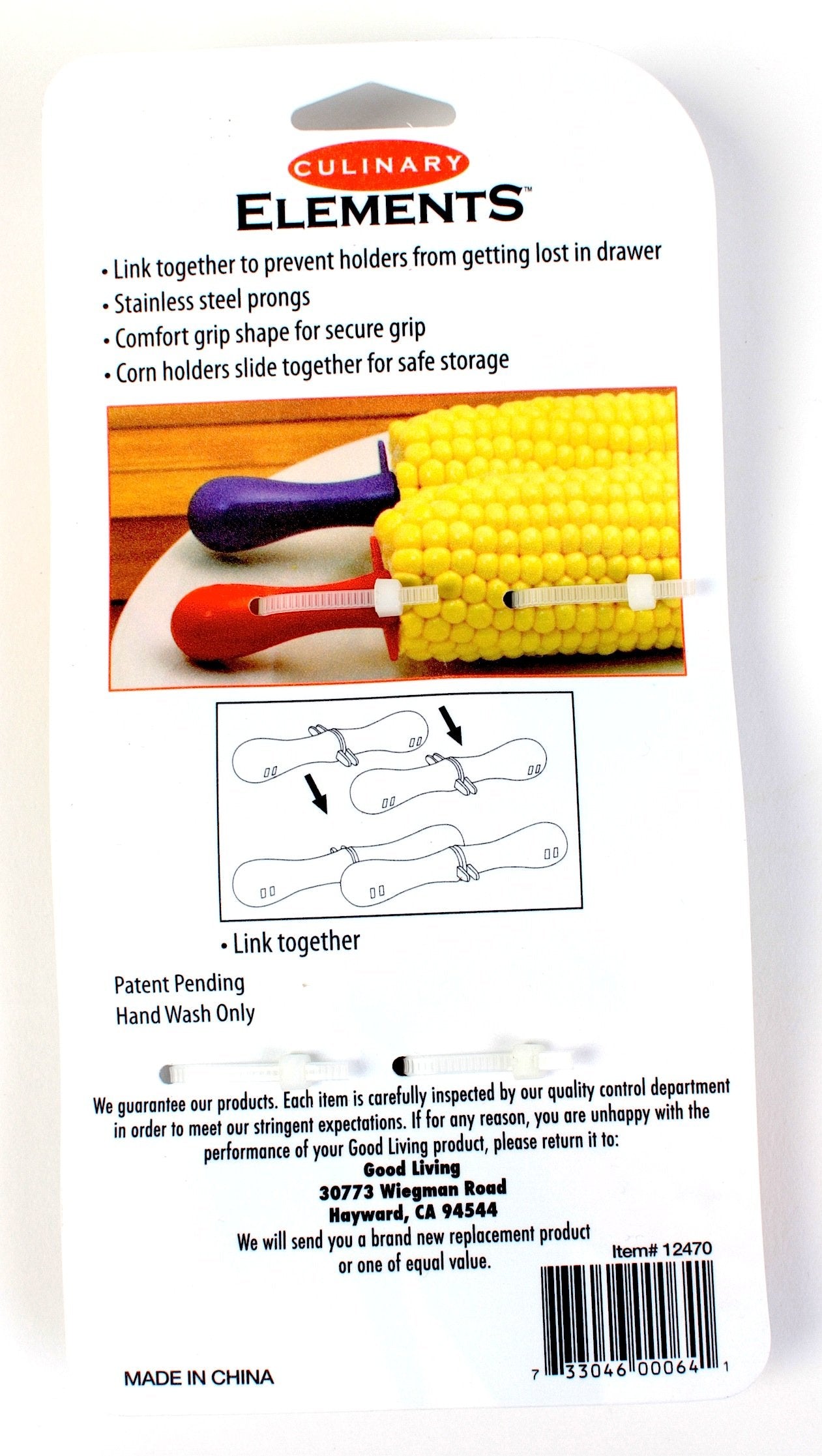 Culinary Elements Stainless Steel Corn Holders For Optimum Comfort And Easy Dining, Set Of 8, 1-Pack