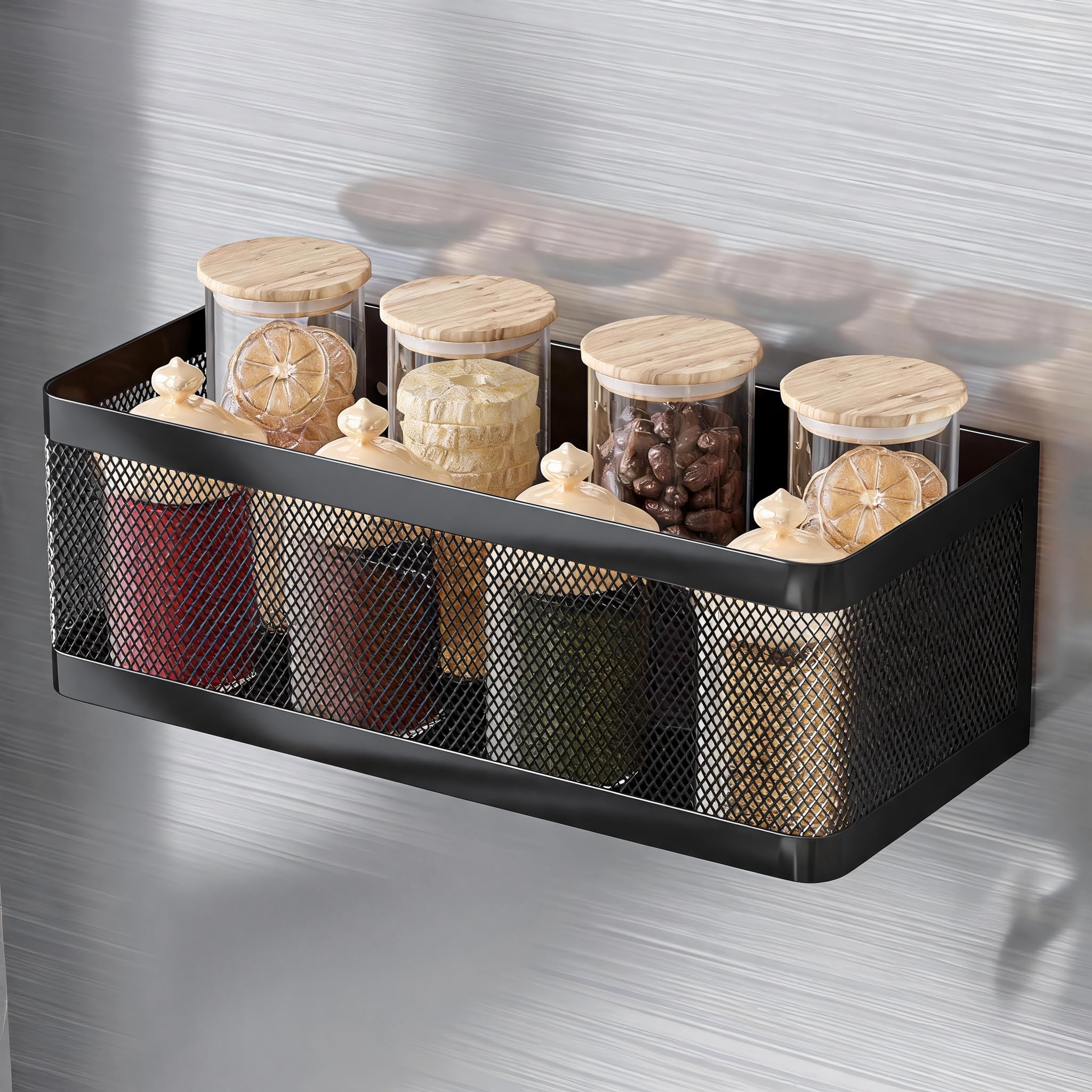 Pebblini 1 Pcs Magnetic Spice Shelf Rack For Fridge,Magnet Fridge Basket