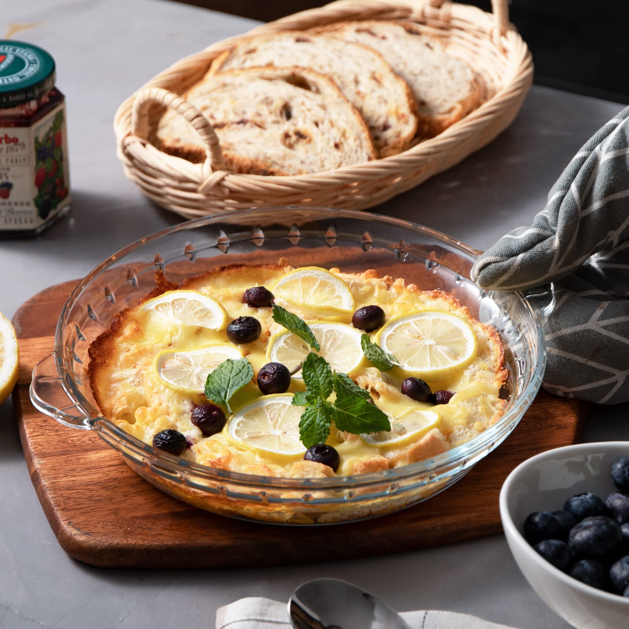 Sweejar Glass Pie Pan For Baking(2 Pack), 7.5 Inches Round Baking Dish For Dinner, Non-Stick Pie Plate With Soft Wave Edge For A