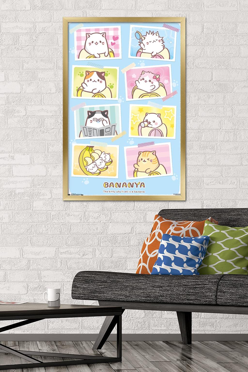 Trends International Bananya - Grid Wall Poster, 22.375'' X 34'', Gold Framed Version