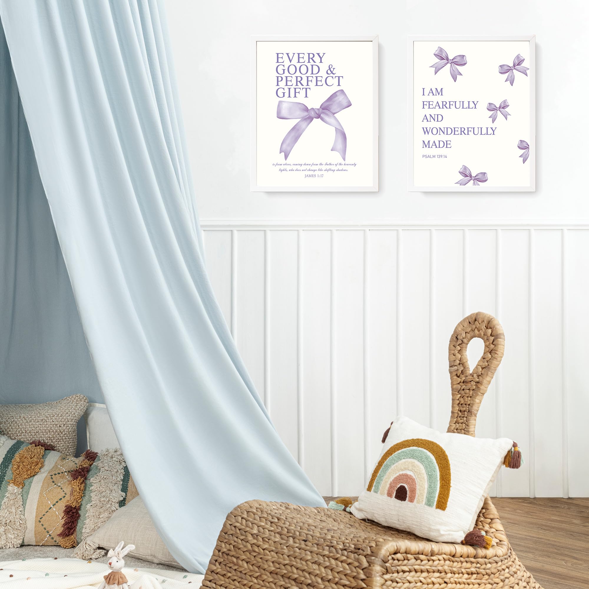 LARTSFRO Coquette Purple Bow Wall Art Decor Posters, Purple Bow Room Bedroom Bathroom Dorm Wall Art Decor Aesthetic for Teen Gir