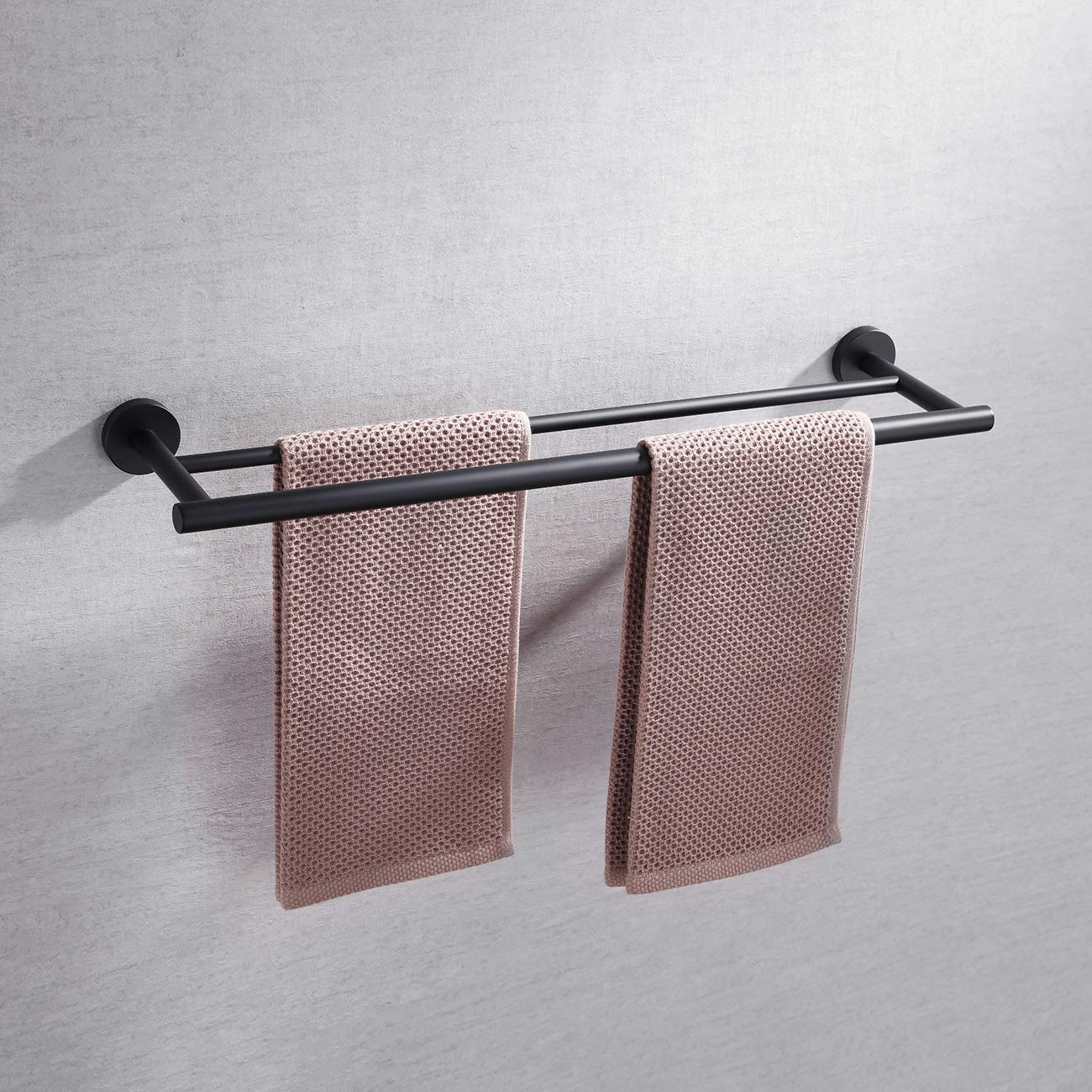 Miyili Matte Black Double Bath Towel Bar 24-Inch Sus 304 Stainless Steel Hand Towel Rack For Bathroom, A01B60B