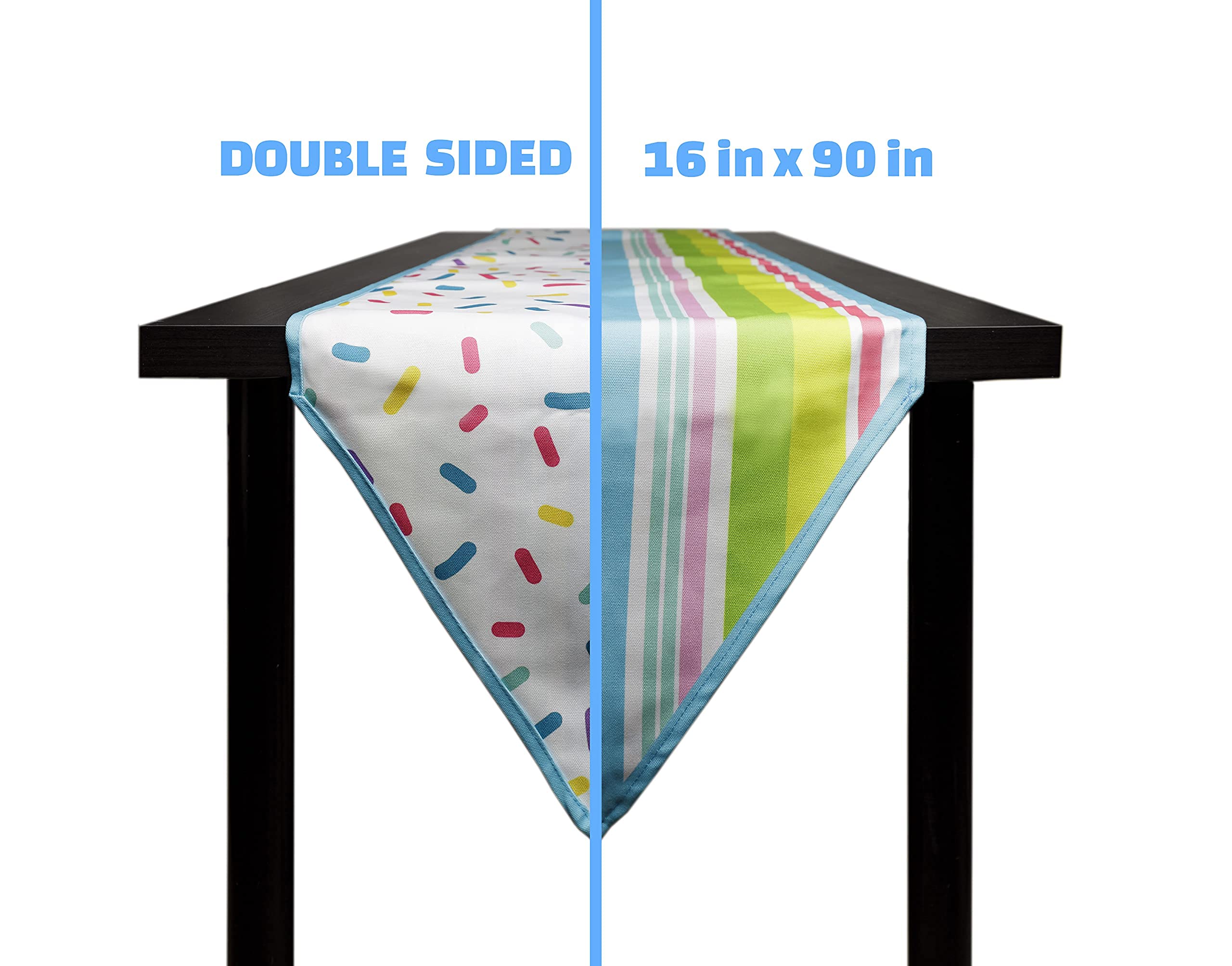 Madanar Sprinkle Summer Double Sided Table Runner For Birthday Party Fun Supplies Holiday Machine Washable Home Kitchen Dining R
