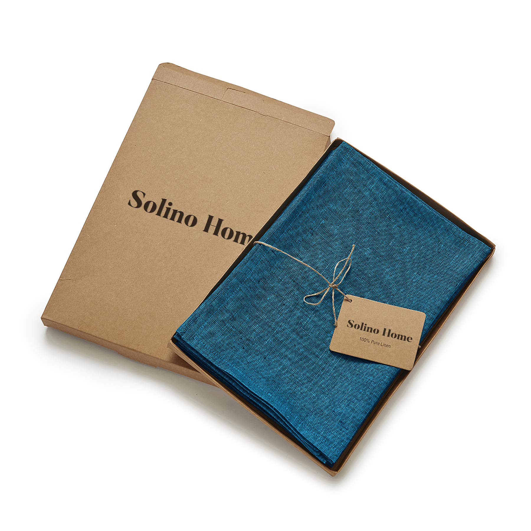 Solino Home Linen Dinner Napkins 20 X 20 Inch - 100% Pure Linen Chambray Teal Cloth Napkins Set Of 4 - Athena, Handcrafted And M