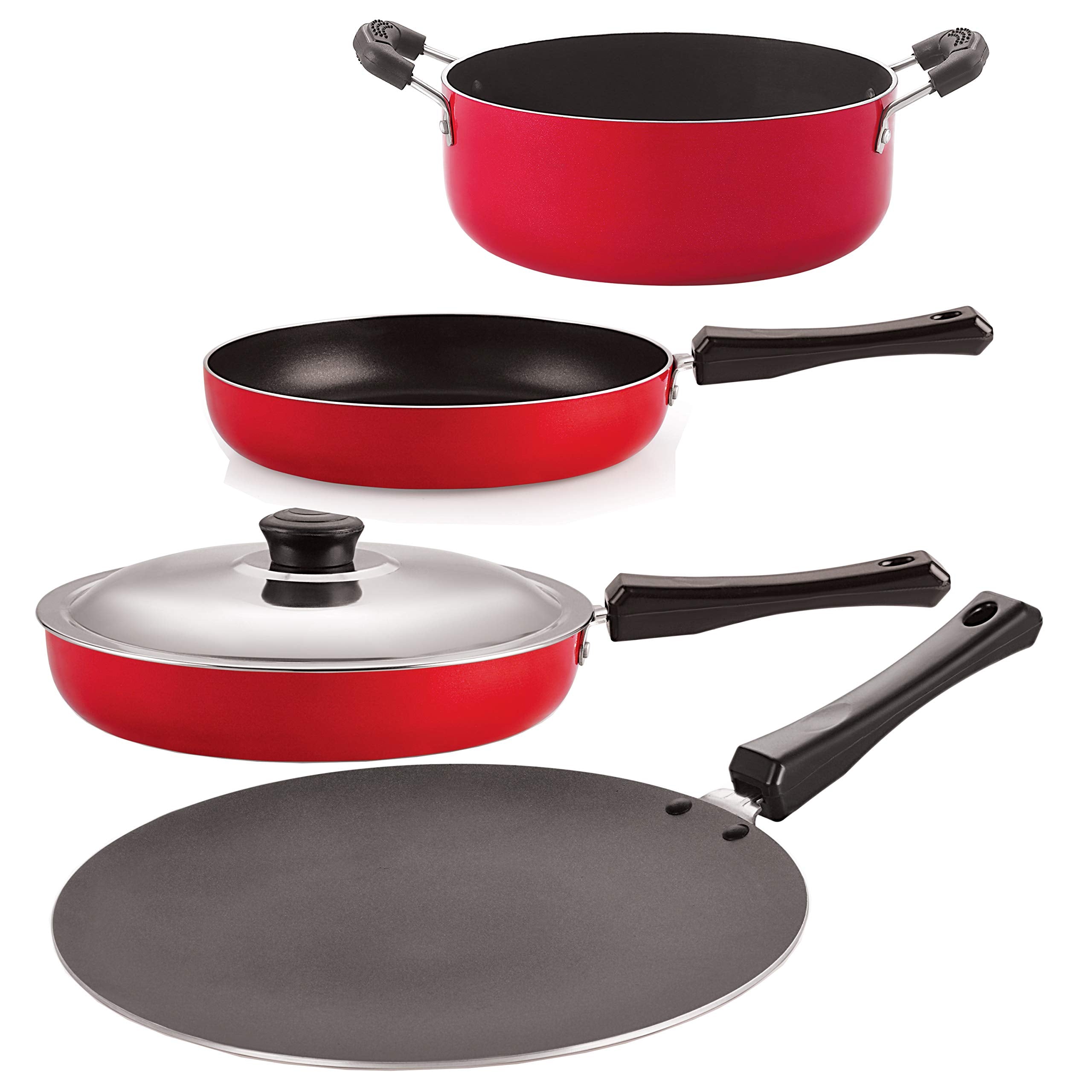 Nirlon NonStick Heat Resistance Aluminium Gas Compatible Pots And Pans Cookware Utencil Combo Gift Set