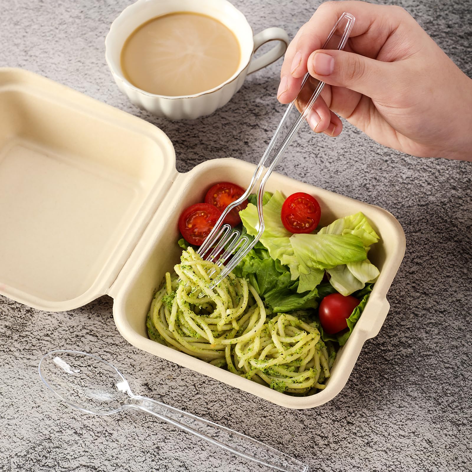 [300 Count] Clear Heavy Duty Plastic Forks, Heavyweight Disposable Forks, Fancy Plastic Cutlery, Elegant Disposable Forks, Plast