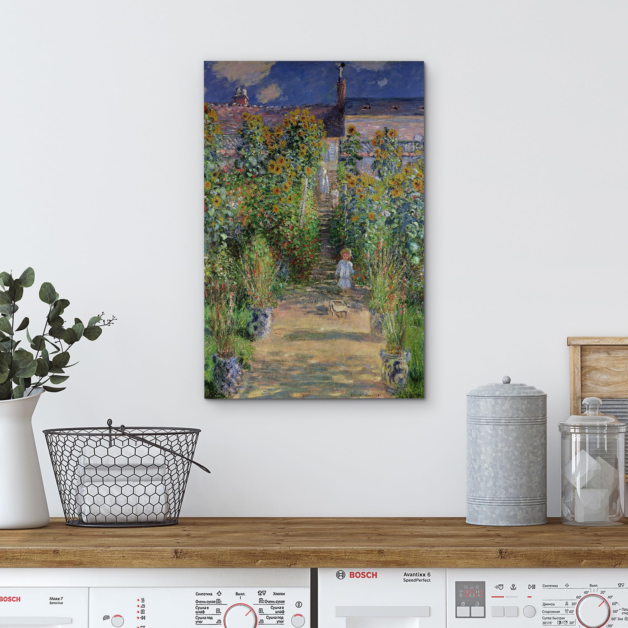 Wall26 - The Artist'S Garden At Vetheuil By Claude Monet - Impressionist Modern Art - Canvas Art Home Art - 16X24 Inches