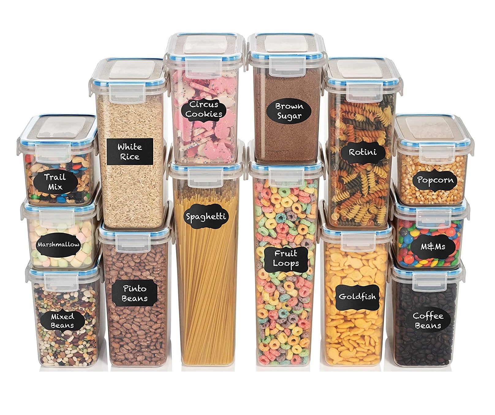 Airtight Food Storage Containers, Entity 14 Piece Container Set, Plastic Kitchen Storage Containers For Pantry Organization  Ce