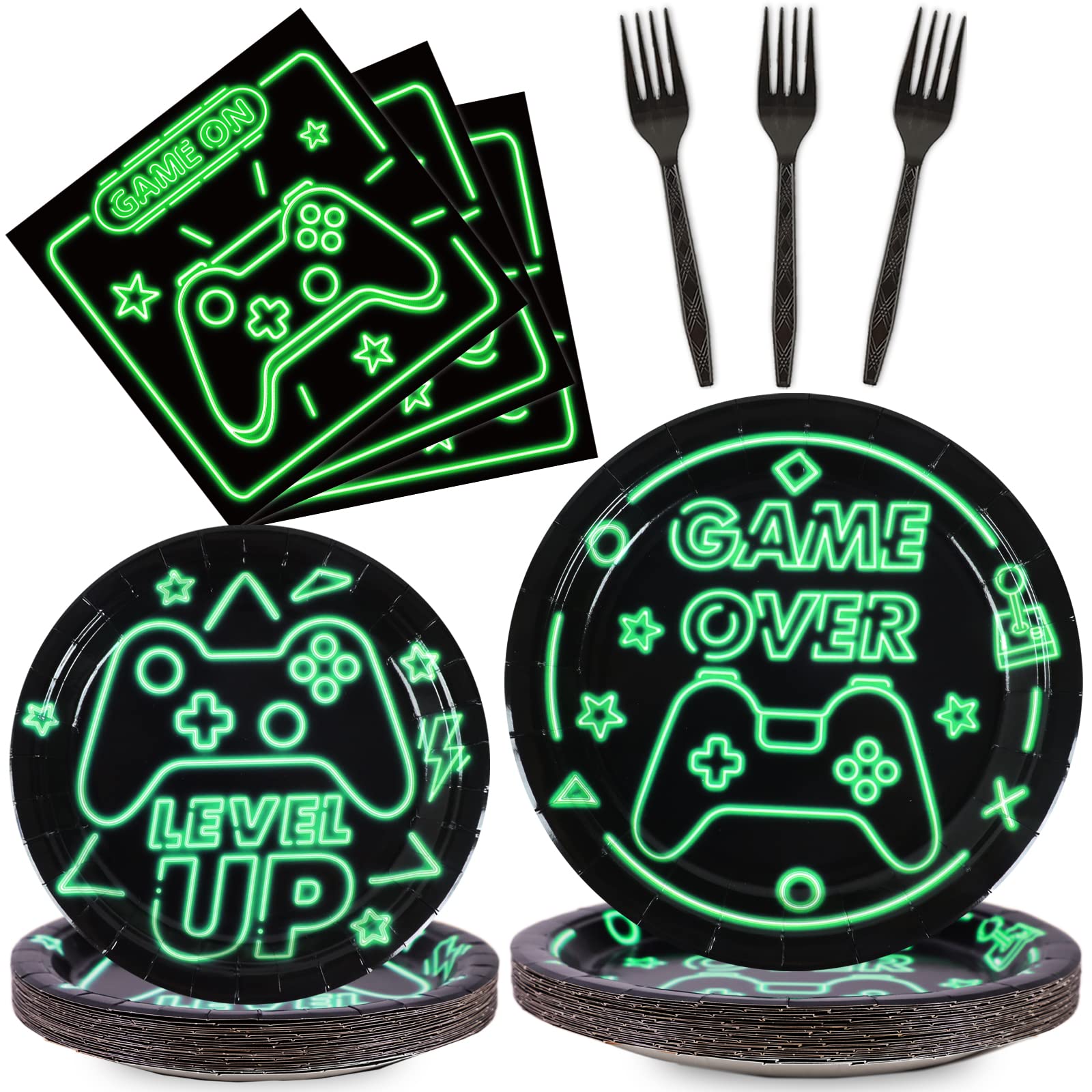 Video Game Party Supplies Gamer Gaming Party Paper Plates Napkins For Boys Kids Birthday Party Decorations, Video Game Tableware