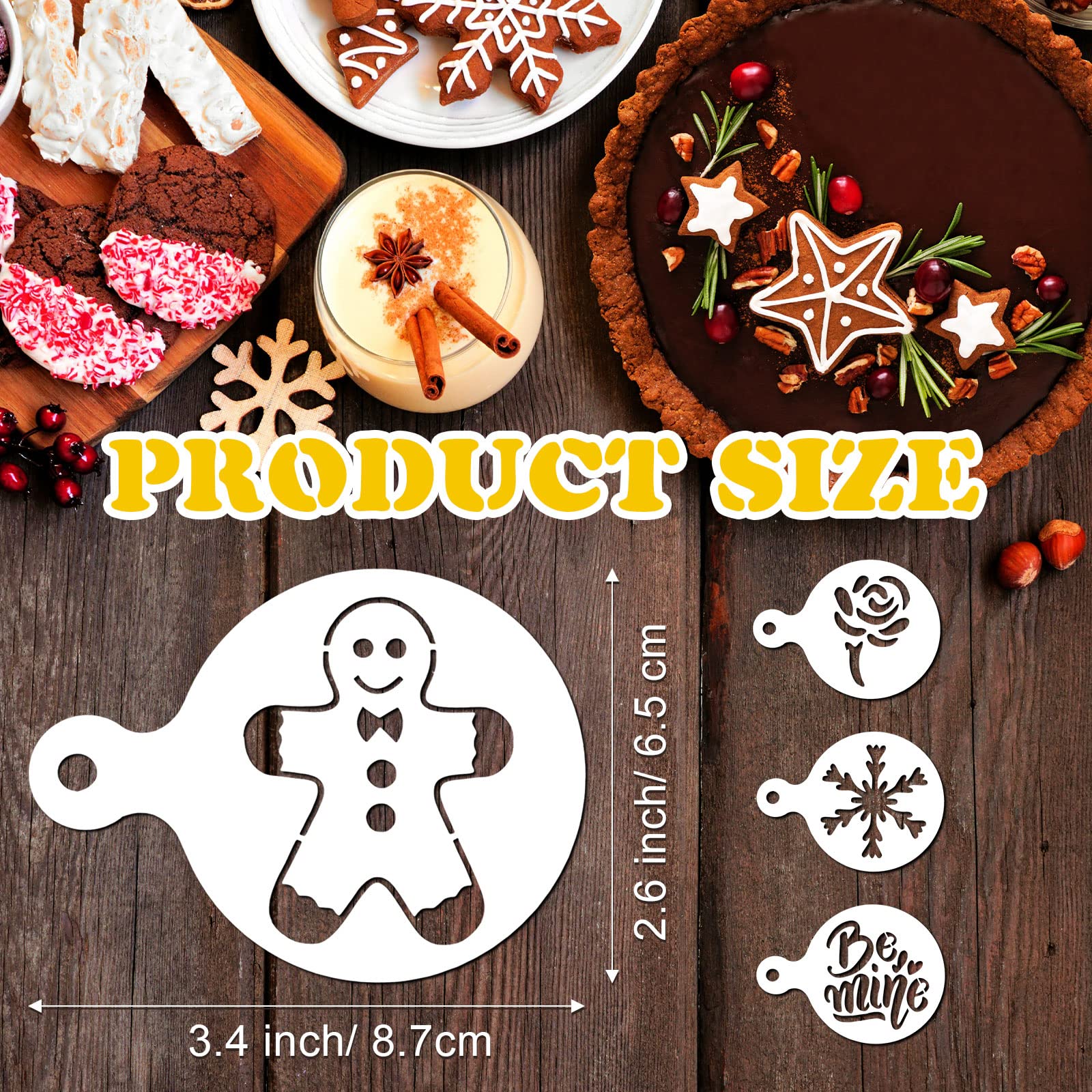 36 Pcs Seasonal Cookie Stencils Set Cake Stencils Reusable Baking Stencils Diy Coffee Drawing Templates Stencils Cupcake Dessert