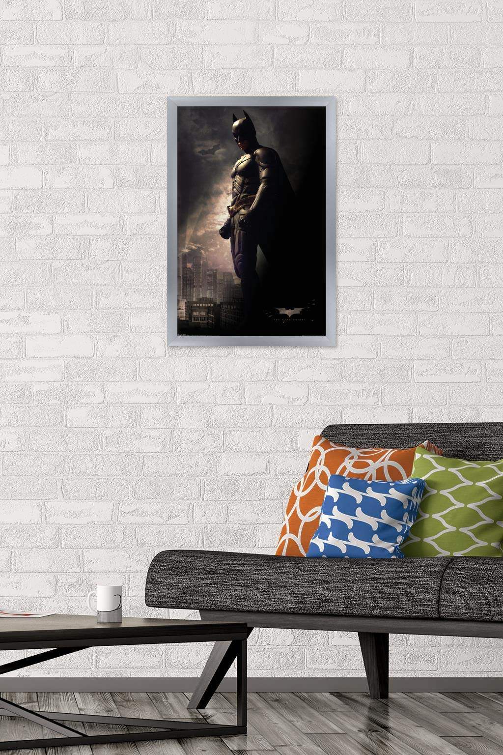 Trends International Dc Comics Movie - The Dark Knight - Batman In The Shadows Wall Poster, 14.725'' X 22.375'', Silver Framed V