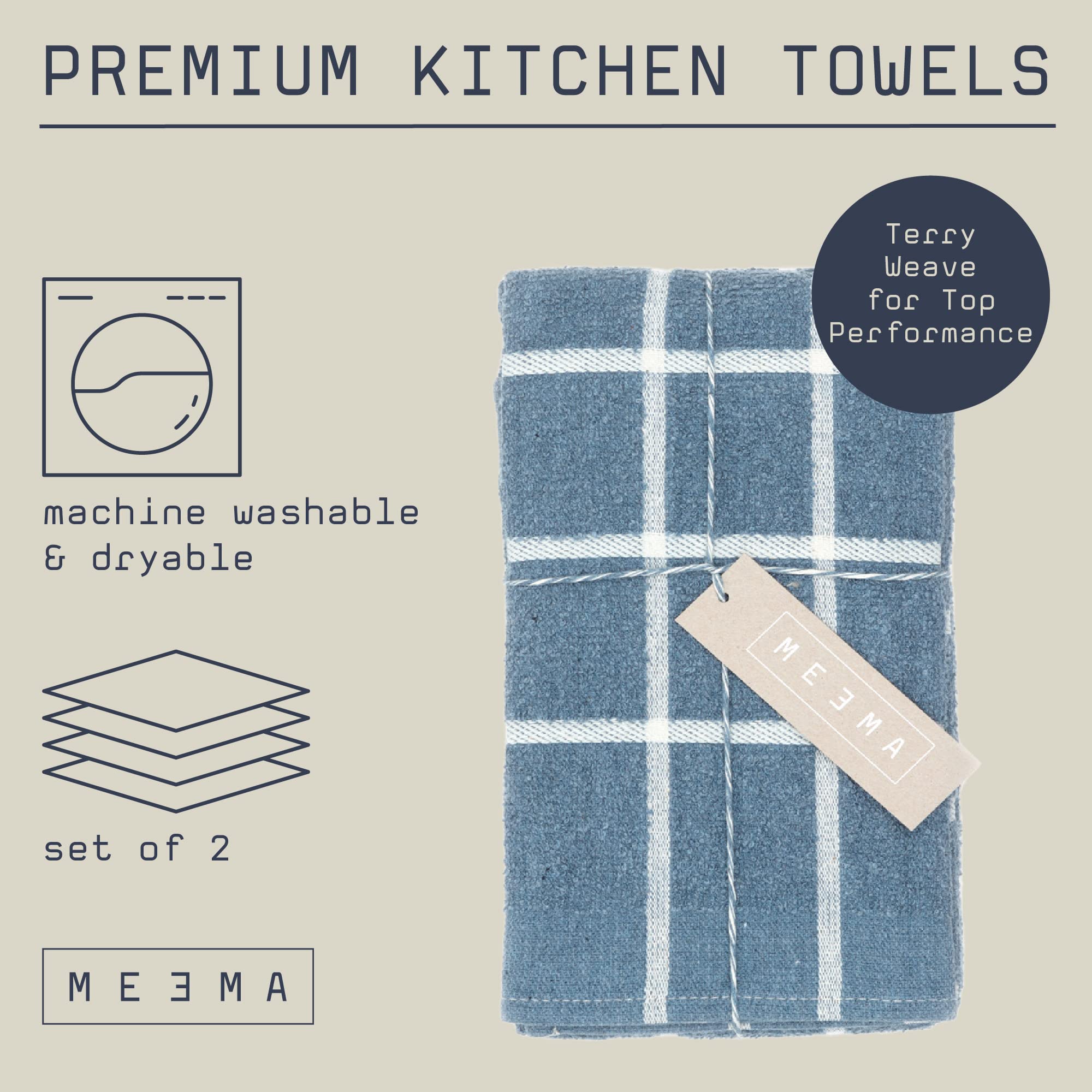 Meema Kitchen Towels Set - 15 X 29 Inch Super Absorbent Dish Towels For Kitchen Drying, Set Of 6 Best Kitchen Towels, Ecofriendl