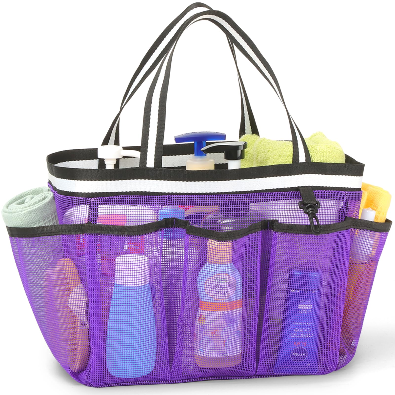 Ocim Xl Portable Shower Caddy Basket - Mesh Shower Tote Bag For Travel College Dorm Gym Camping - Purple