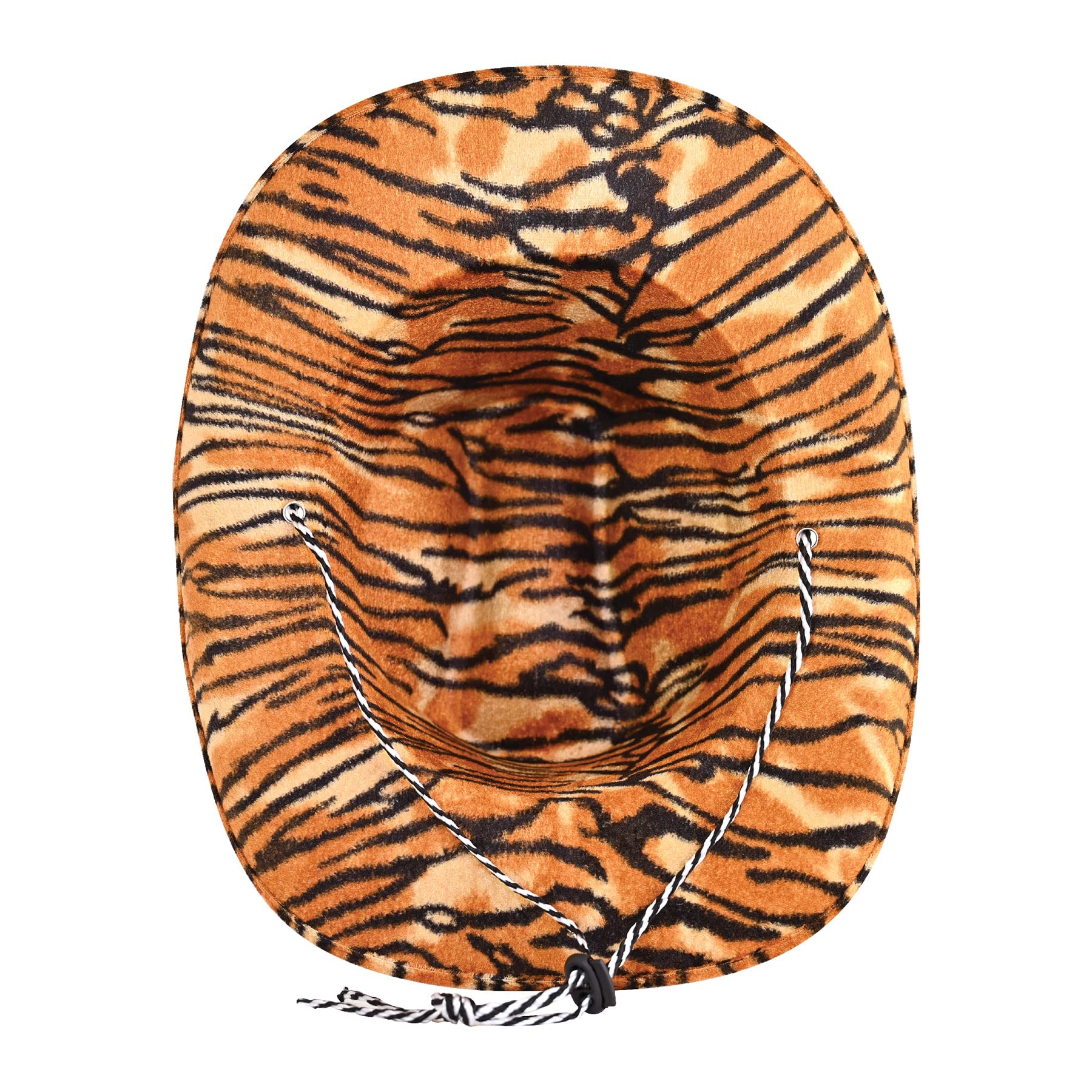 Beistle Tiger Print Cowboy Hats, 6 Pieces - One Size Fits Most, Adjustable Chin Strap, Safari Party Supplies, Halloween Costume