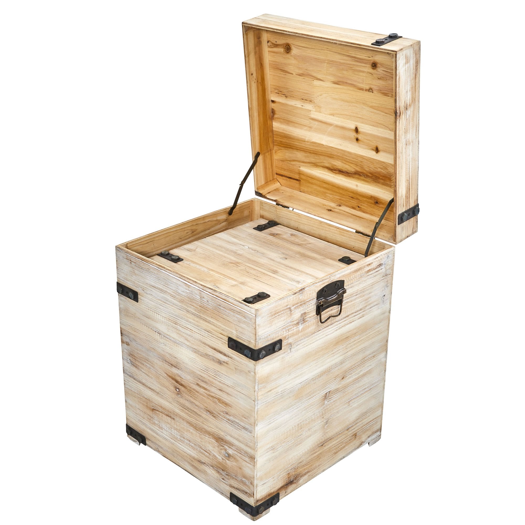 Nearly Natural 7028-S2 White Wash Storage Boxes/Trunks (Set Of 2)