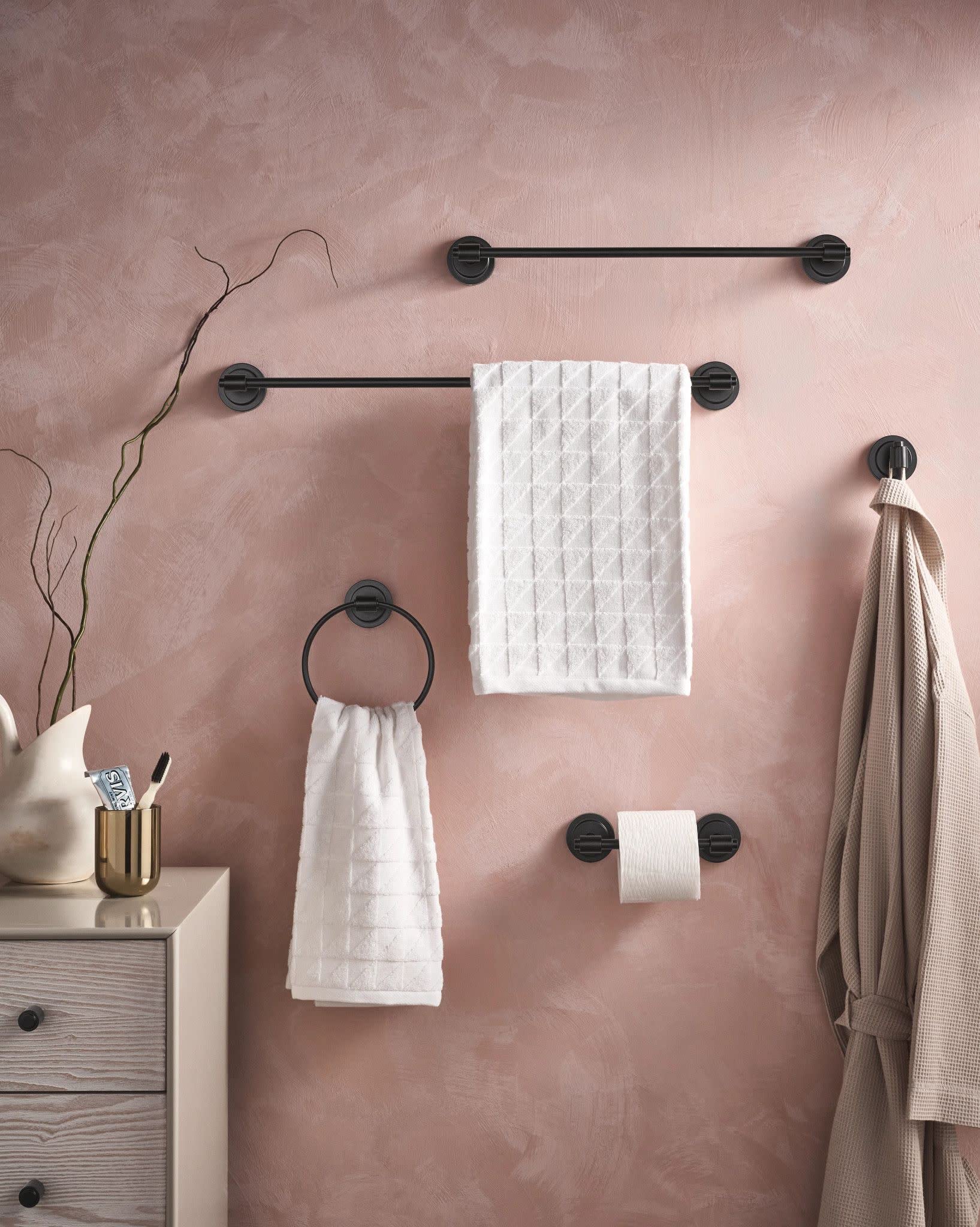 Moen Dn0708Bl Iso Collection Double Post Modern Pivoting Toilet Paper Holder, Matte Black