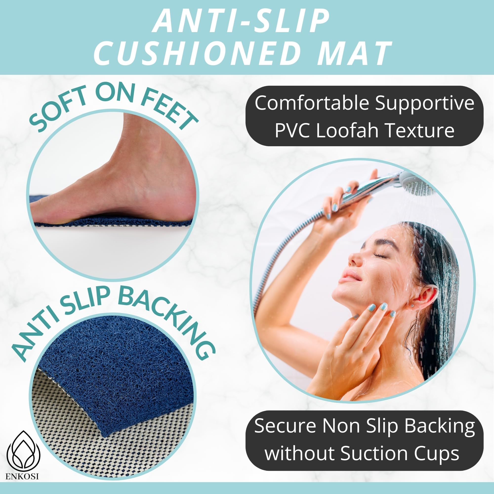 Soft Shower Mat Non Slip - Soft Pvc Loofah Bath Mat - Anti Slip In Or Out Bathroom, Bathtubs, Tub, Shower Floors - Safe Secure G