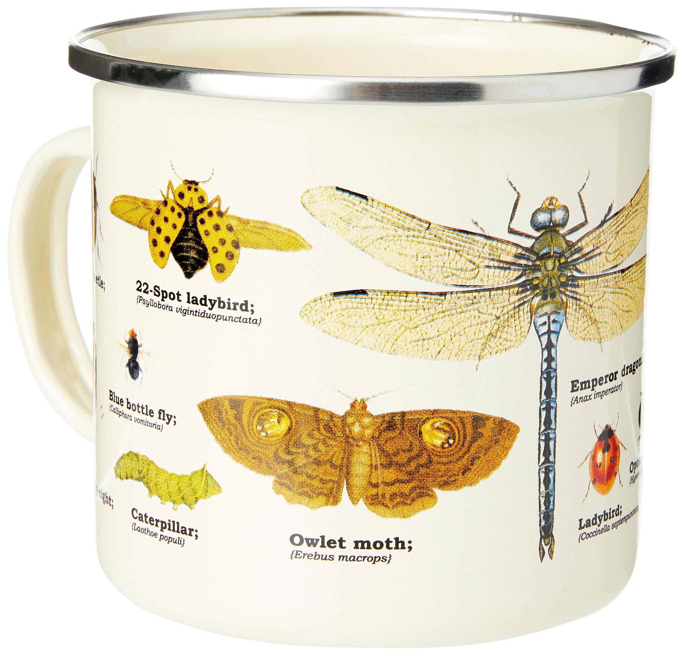Gift Republic Insect Enamel Outdoor Camping Mug Large Metal Coffee Cup Garden Bugs Nature Foraging Hiking Gardening Gift Durable