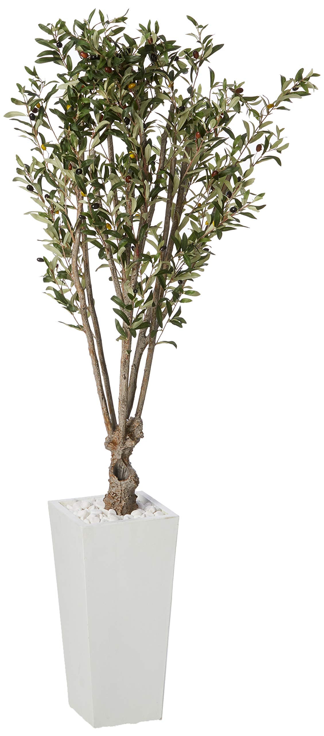 Nearly Natural 6ft. Olive Artificial Tree in White Tower Planter