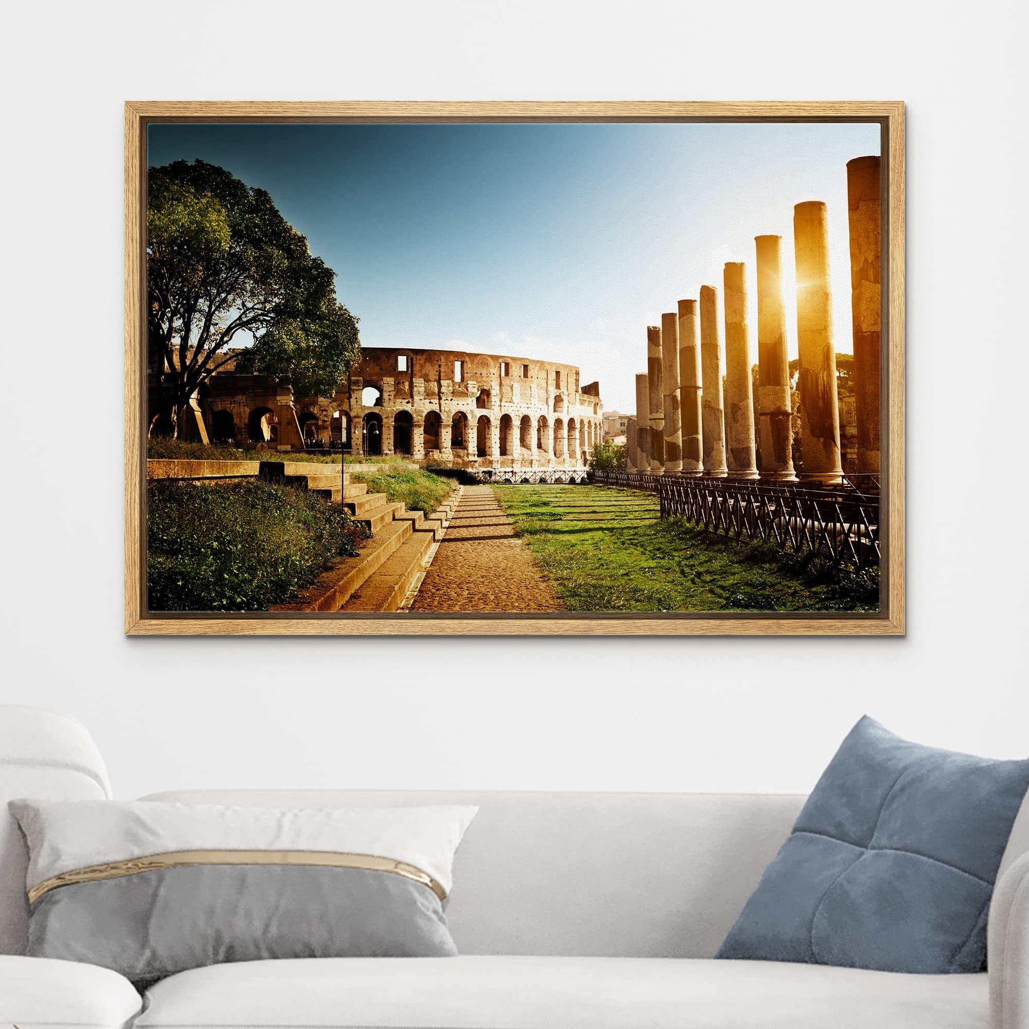 wall26 Framed Canvas Prints Wall Art - Colosseum in Rome  Italy - 24''x36'' Natural