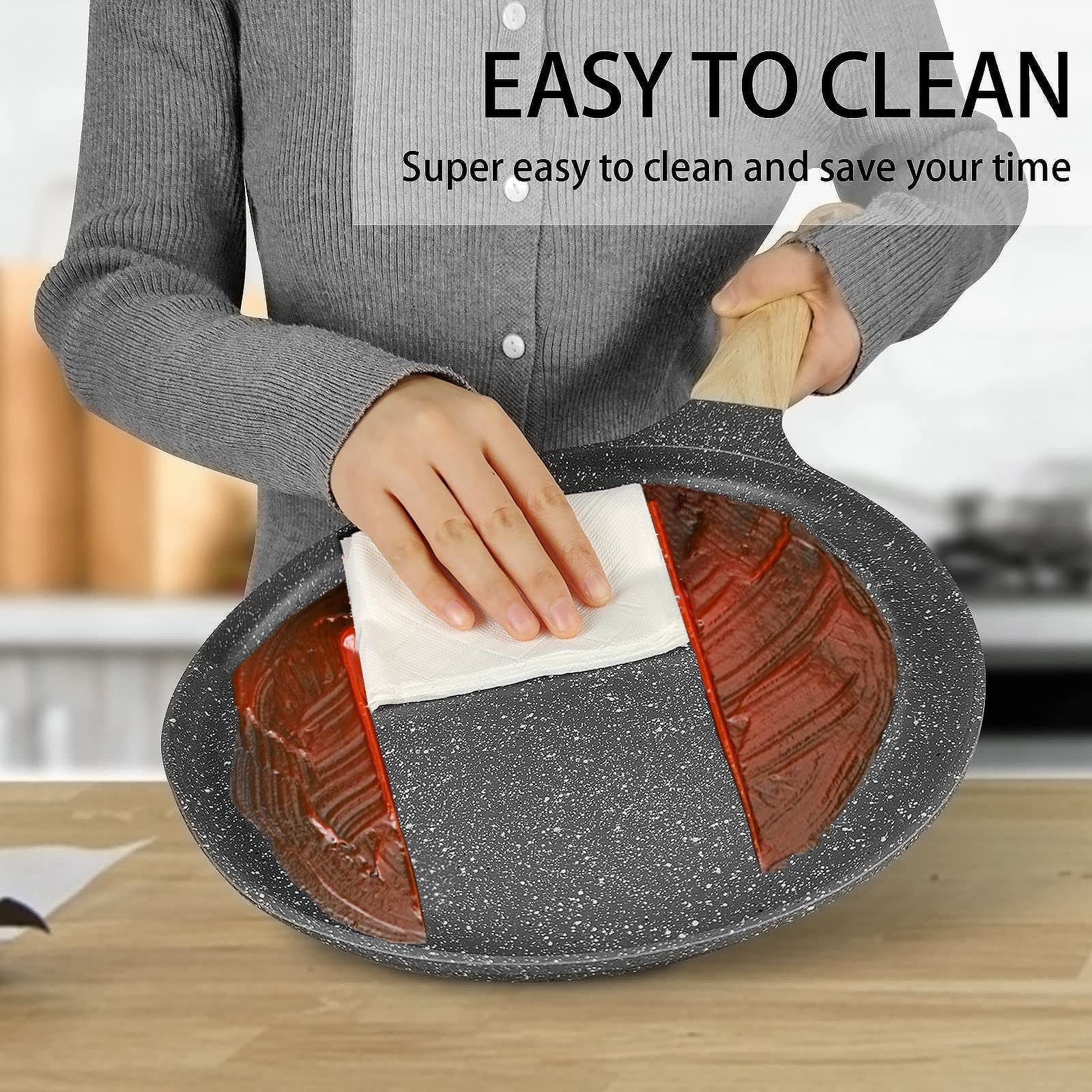 Non Stick Skillet Pan, 11 Inch Nonstick Crepe Pan Dosa Pan, Die-Cast Auluminium Pancake Griddle Pan, Pfoa Free Cooking Pan For T