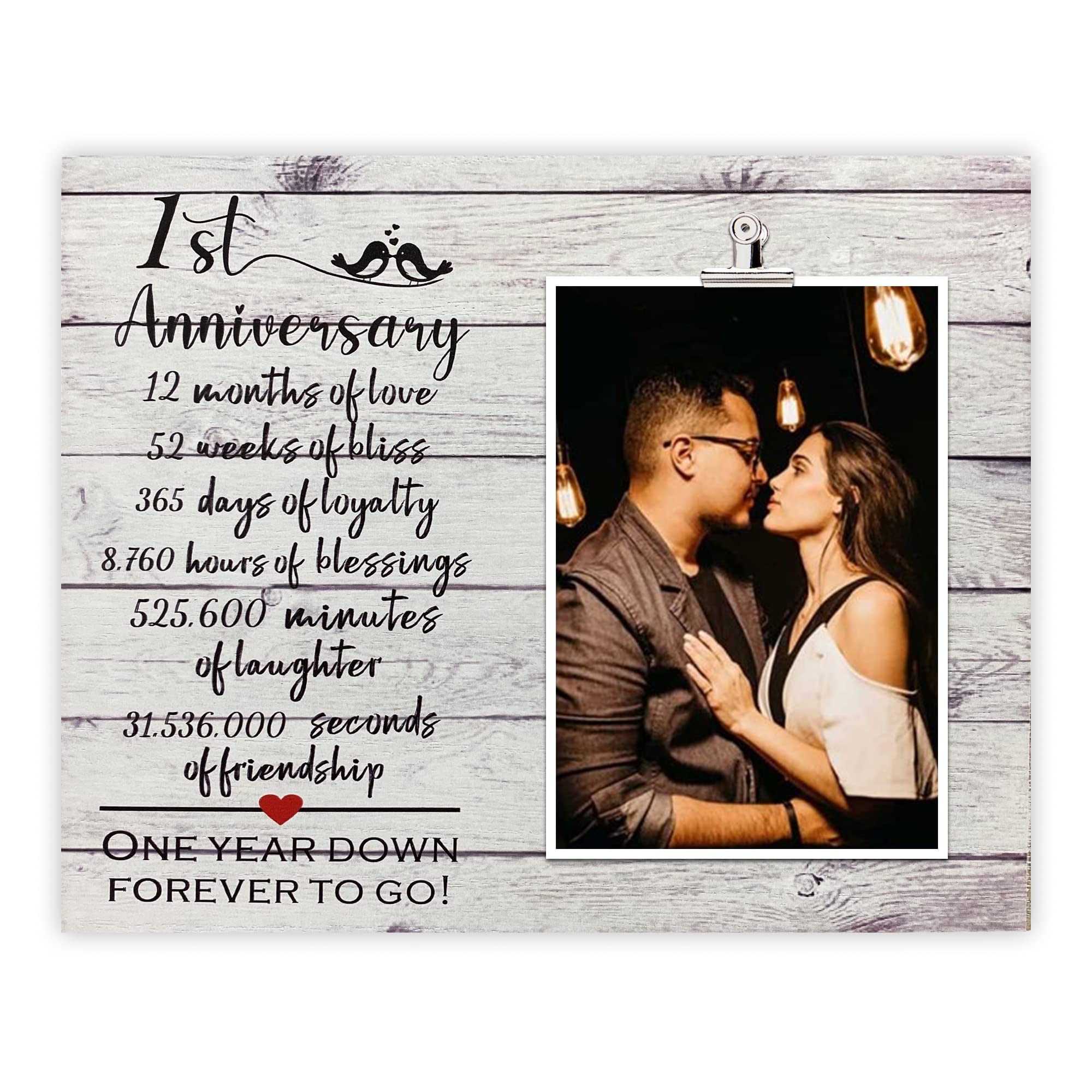 ZENNLAB 1st Anniversary Picture Clip Frame, Gifts for Couple 1st Anniversary, Wife 1st Anniversary Present from Husband, Gifts f